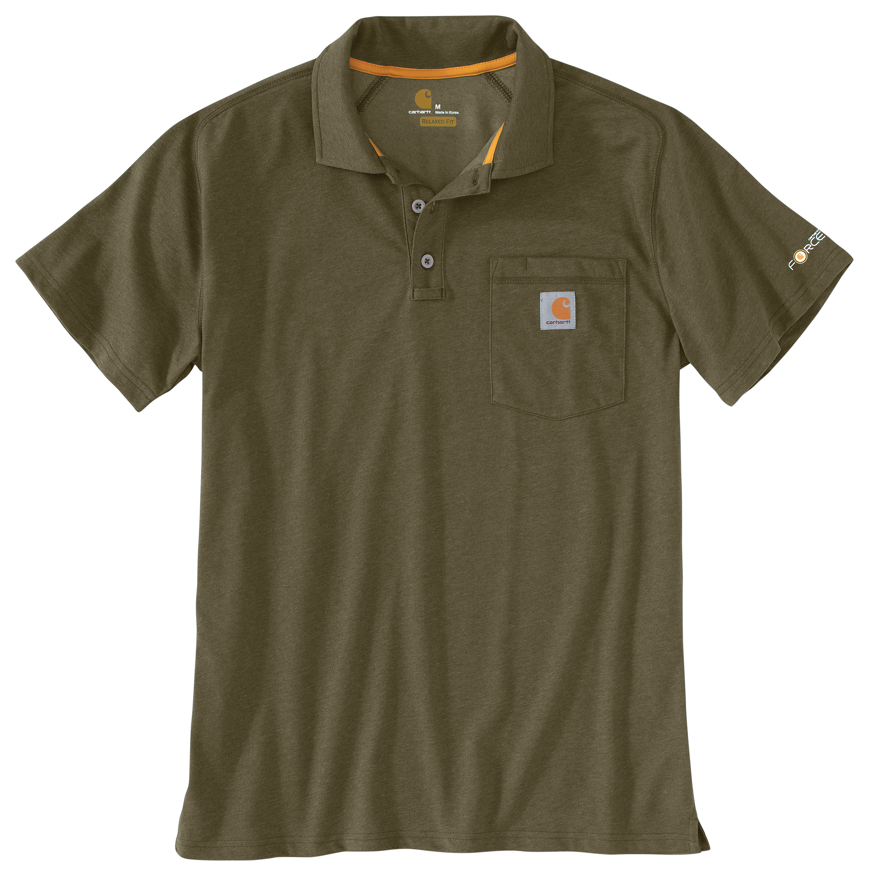 Image of Carhartt Force Relaxed Fit Midweight Short-Sleeve Pocket Polo for Men - Moss - 2XL