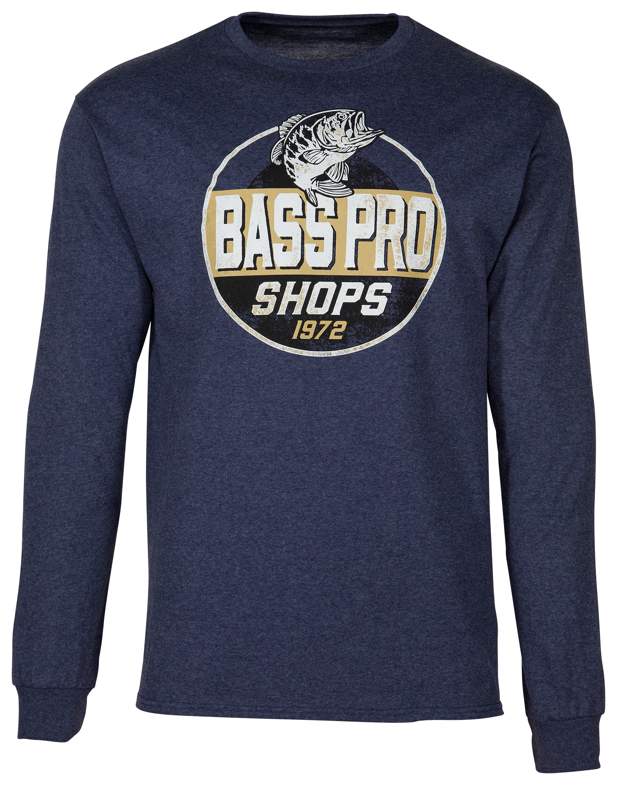 Image of Bass Pro Shops Varsity Logo Long-Sleeve T-Shirt for Men - Denim Heather