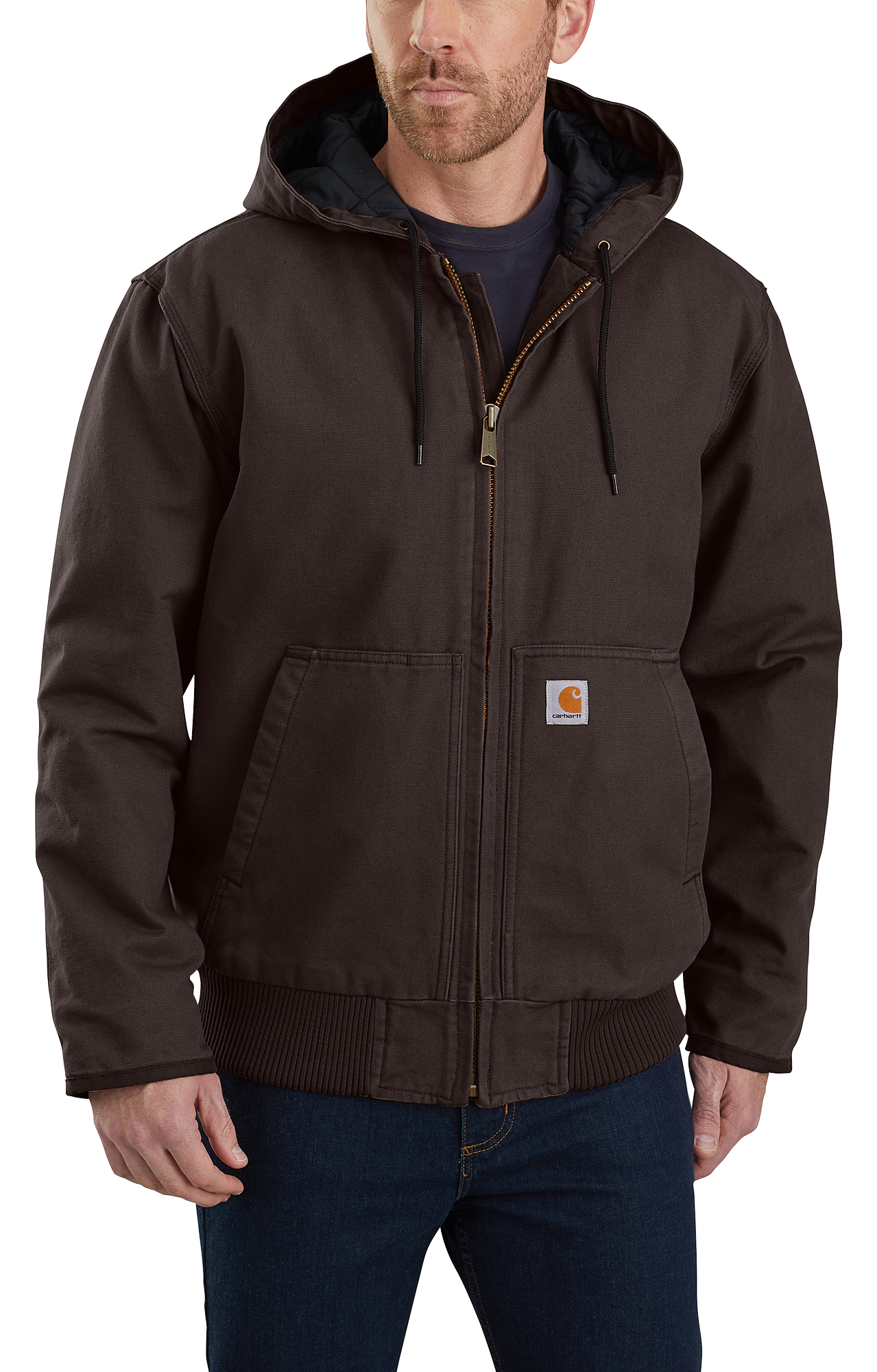 Image of Carhartt Washed Duck Active Jacket for Men - Dark Brown