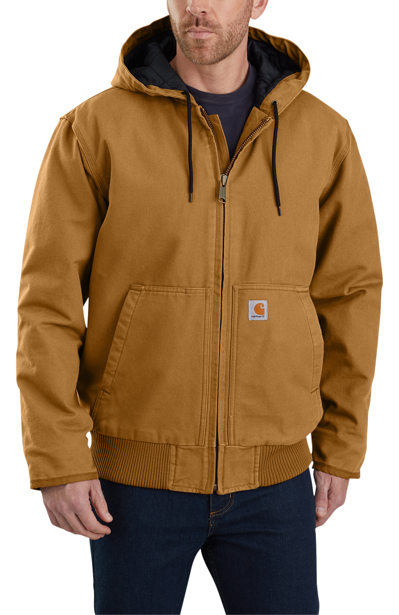 Image of Carhartt Washed Duck Active Jacket for Men - Carhartt Brown