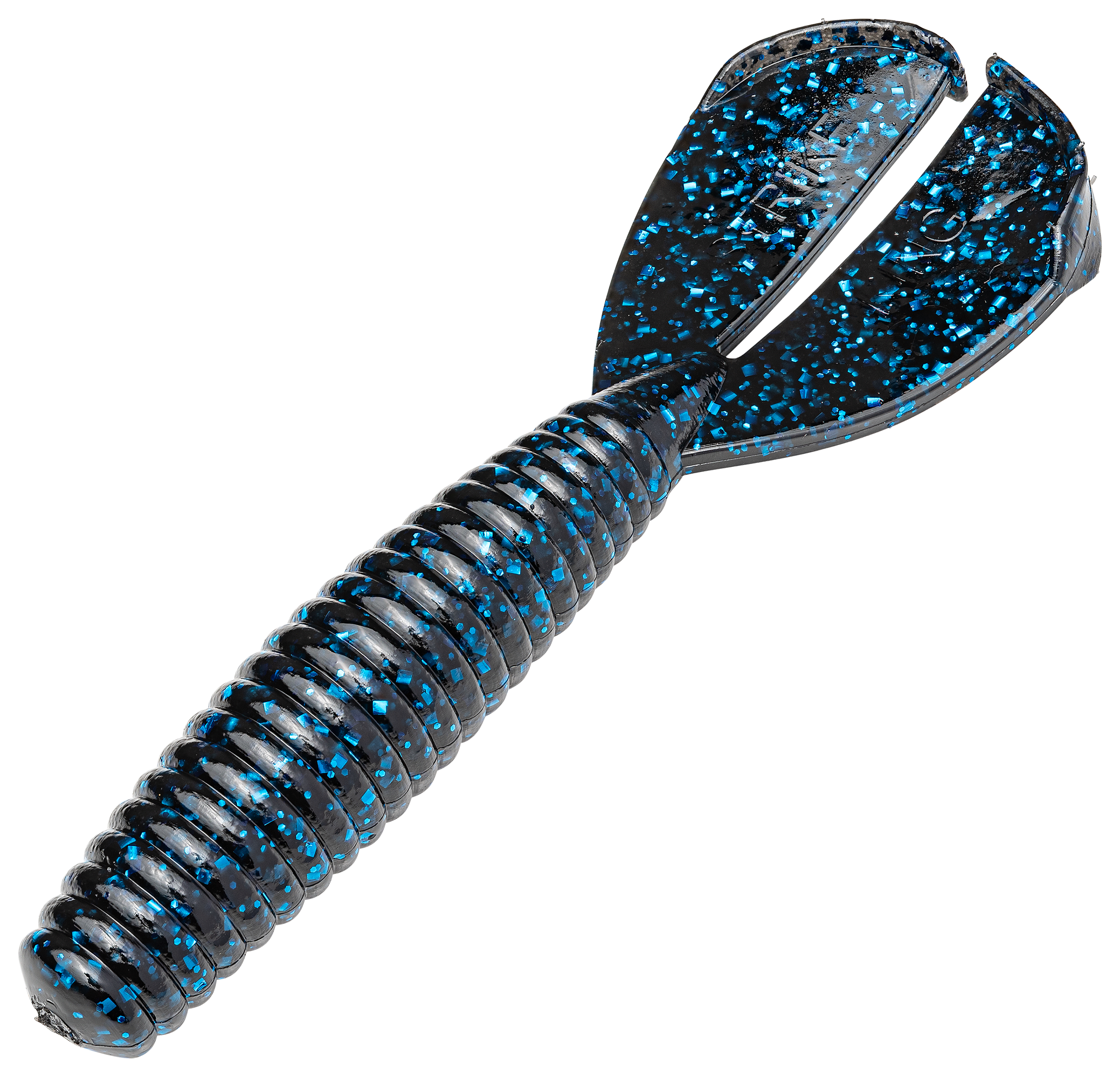 Strike King Rage Tail Magnum Twin Tail Menace Grub - Black Blue Flake