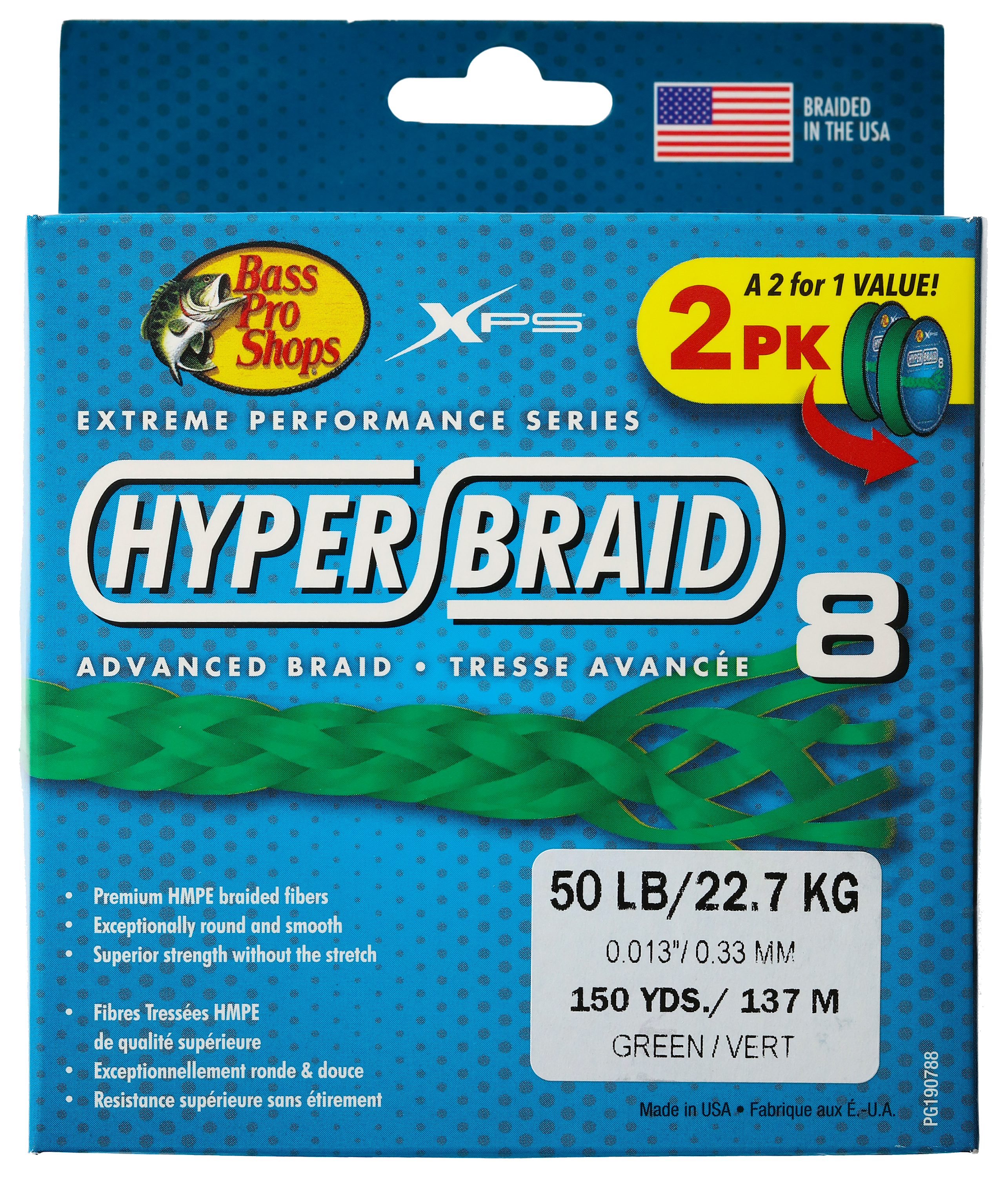 Image of Bass Pro Shops XPS Hyper Braid 8 Fishing Line 2-Pack - 50 lb.