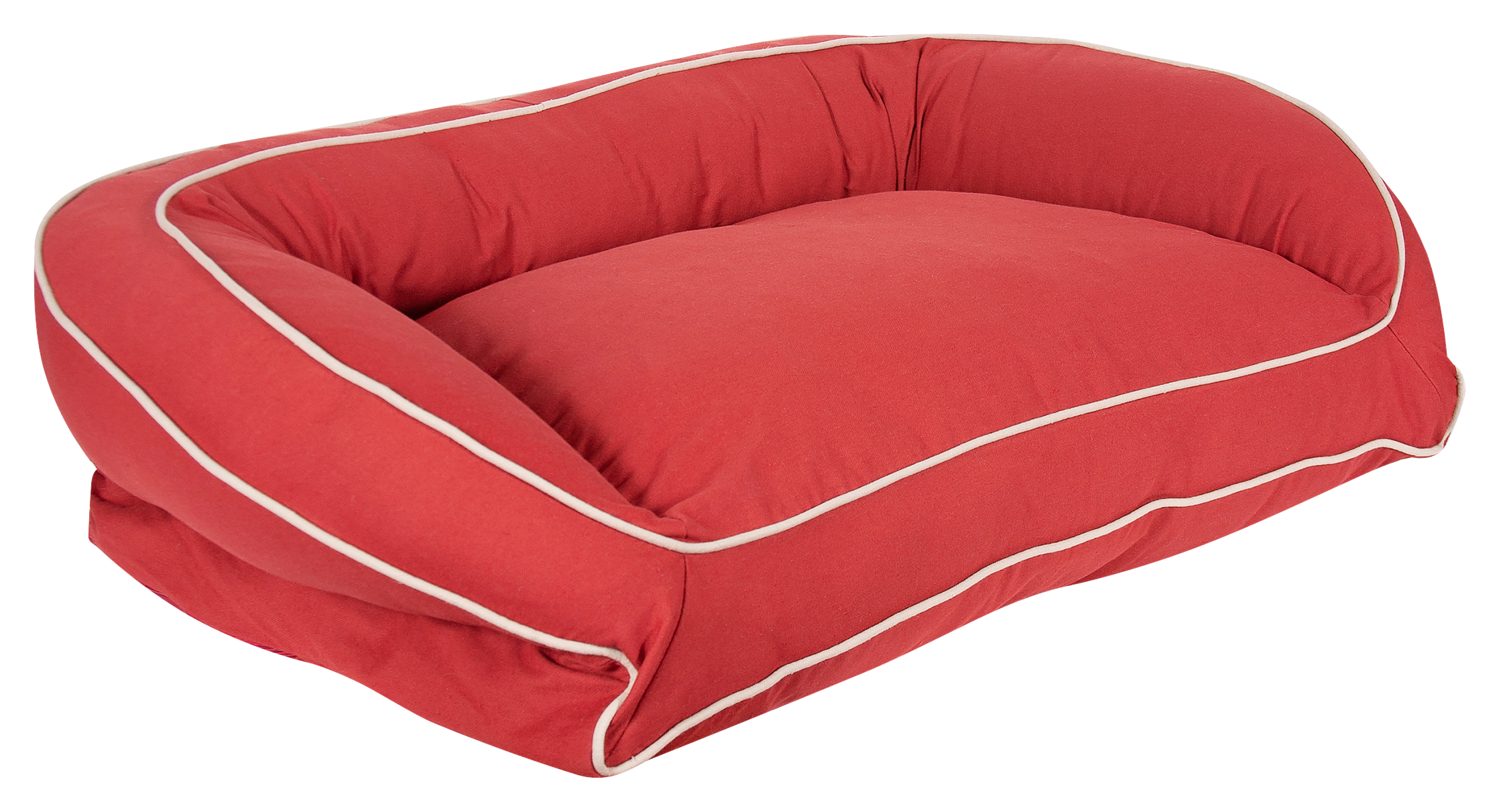 Carolina Pet Classic Canvas Poly Fill Bolster Pet Bed - Barn Red W/Khaki Cording - Up to 100 lbs - Carolina Pet Company