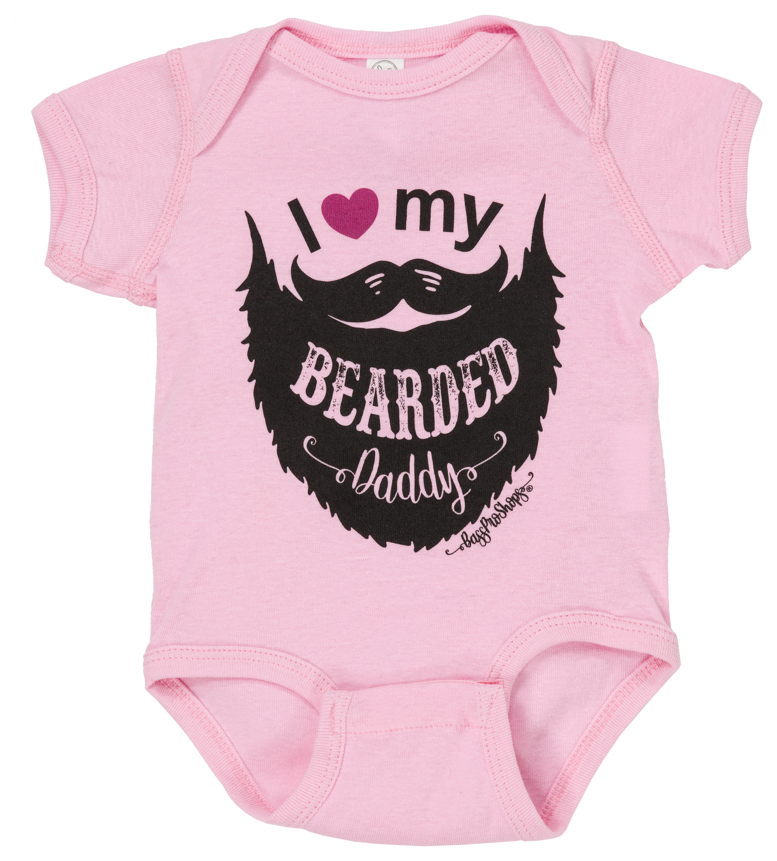 Bass Pro Shops I Heart My Bearded Daddy Short-Sleeve Bodysuit for Babies - Pink - Newborn