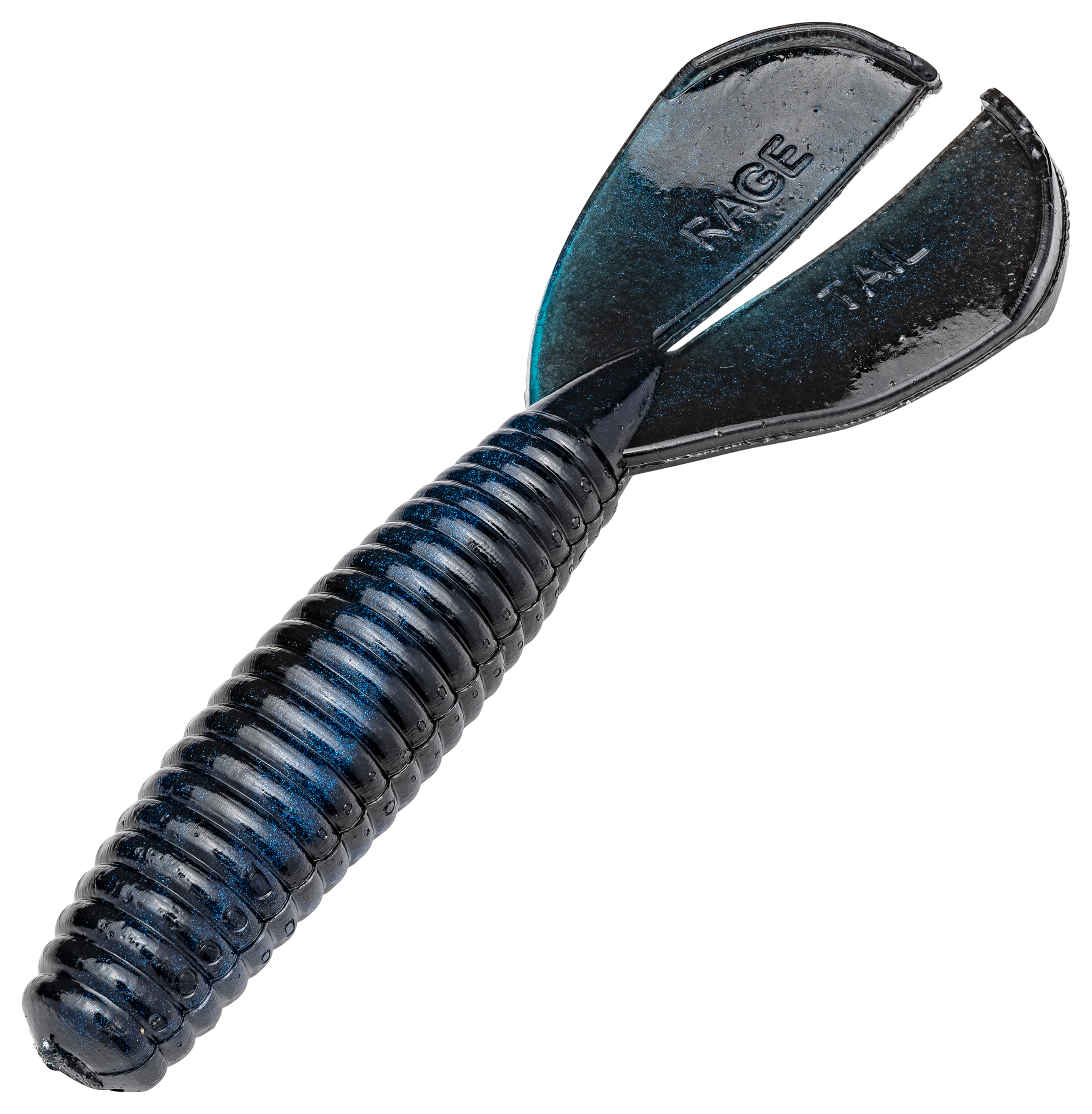 Strike King Rage Tail Twin Tail Menace Grub - 3 - Black Blue Swirl
