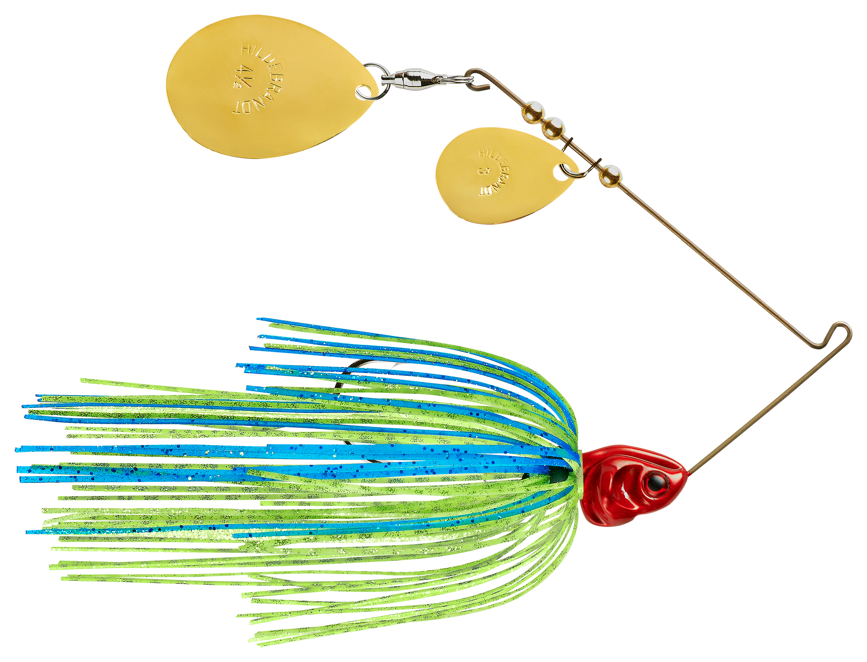 Image of BOOYAH Covert Series Double Colorado Spinnerbait - 3/8 oz. - Blue/Chartreuse-Red Blade