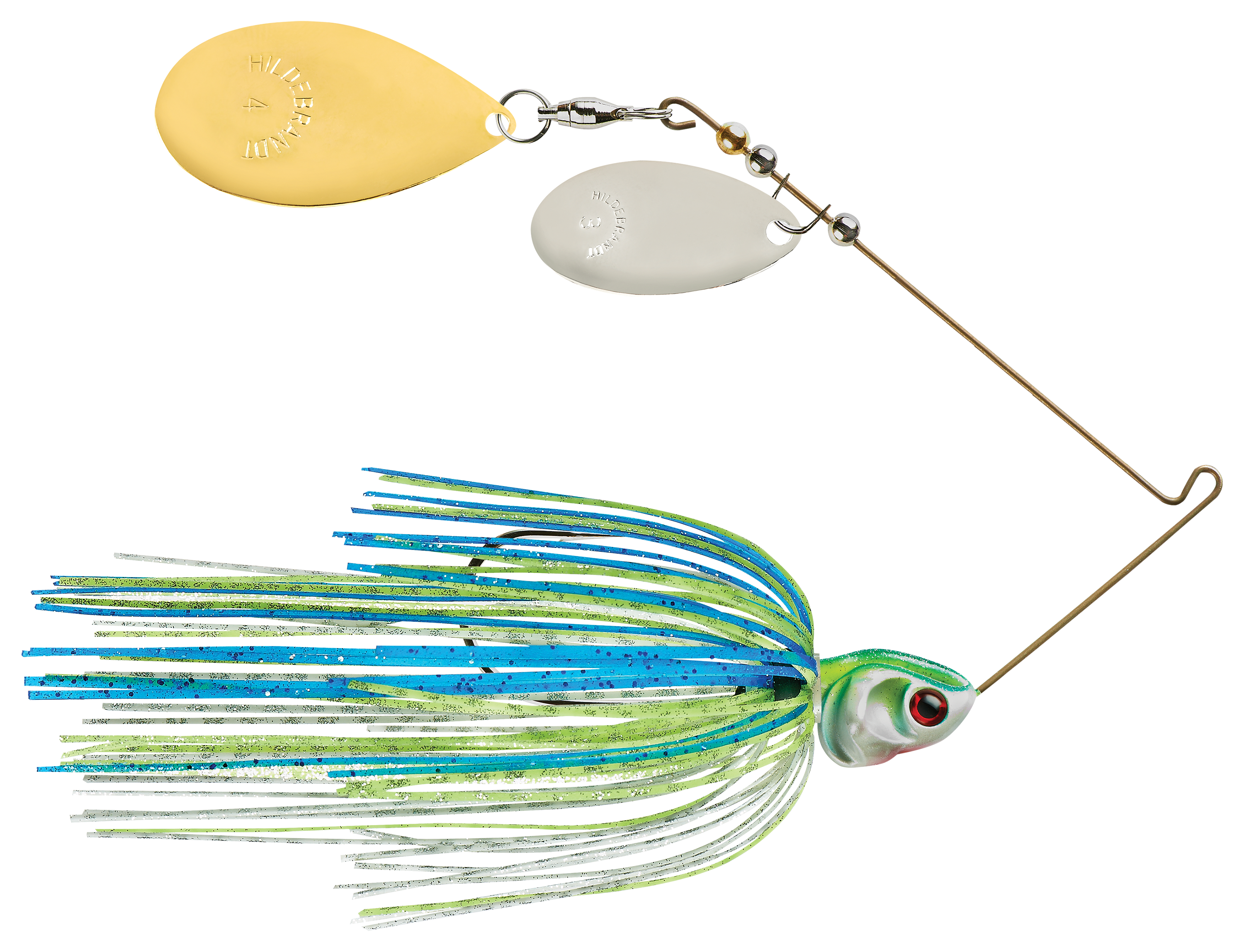 BOOYAH Covert Series Double Indiana Spinnerbait - 3/8 oz. - White/Chartreuse/Blue