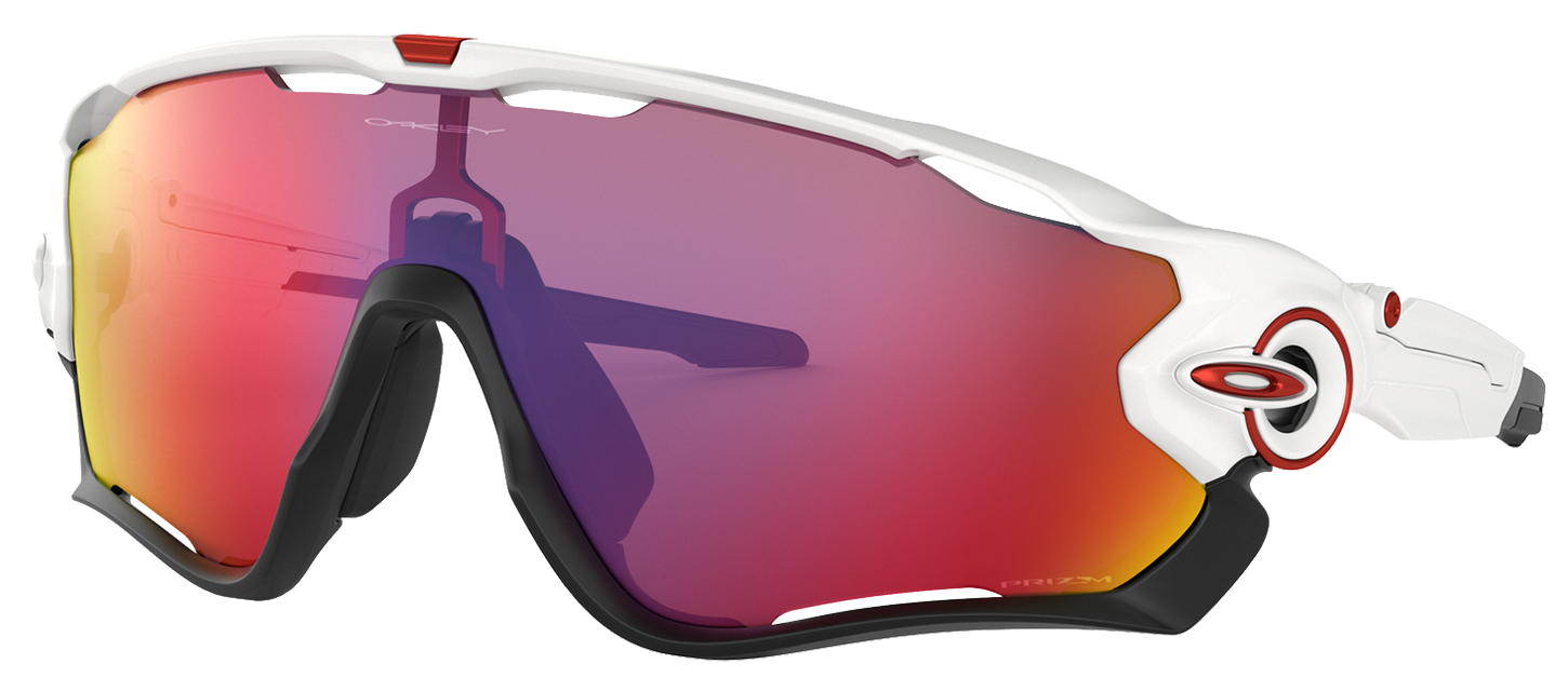 Image of Oakley Jawbreaker OO9290 Iridium Mirror Sunglasses - White Shiny/Red Mirror - Standard