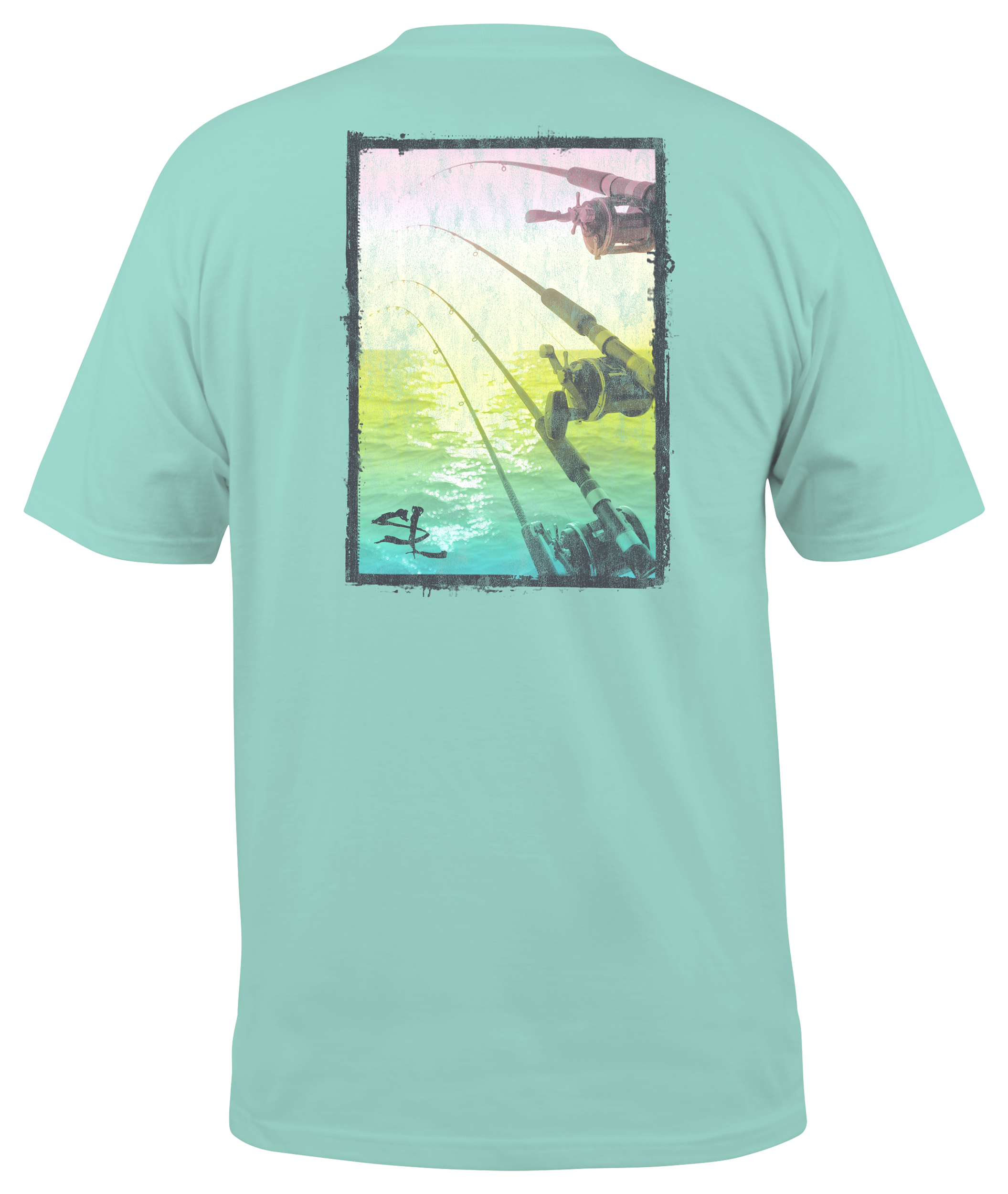Image of Salt Life Surreal Reels Short-Sleeve Pocket T-Shirt for Men - Aruba Blue - S