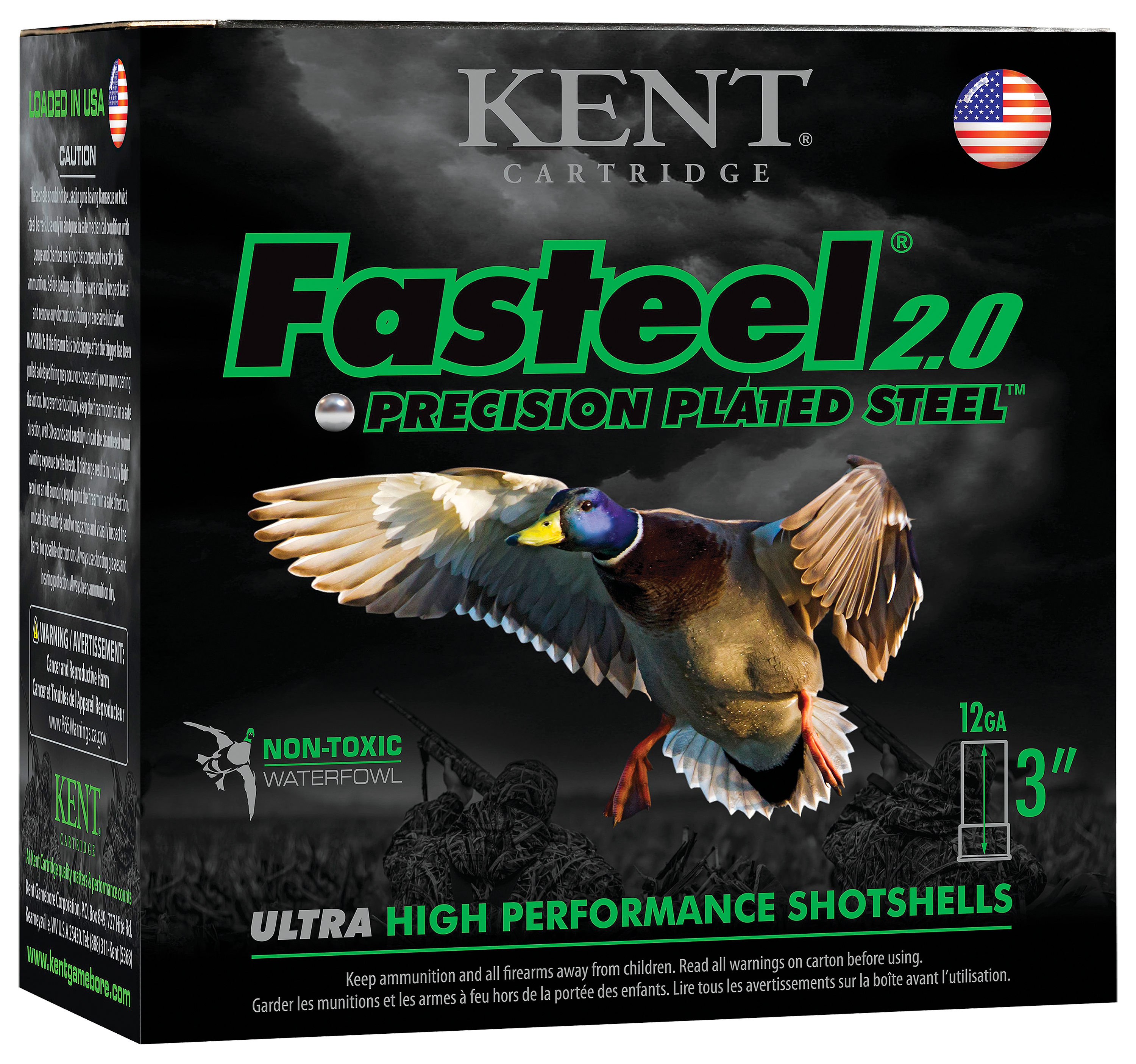 Kent Fasteel 2.0 Precision Plated Steel 3″ 12-Ga. 1-1/8 oz. Shotgun Shells - #2 - 250 Rounds - Kent Cartridge