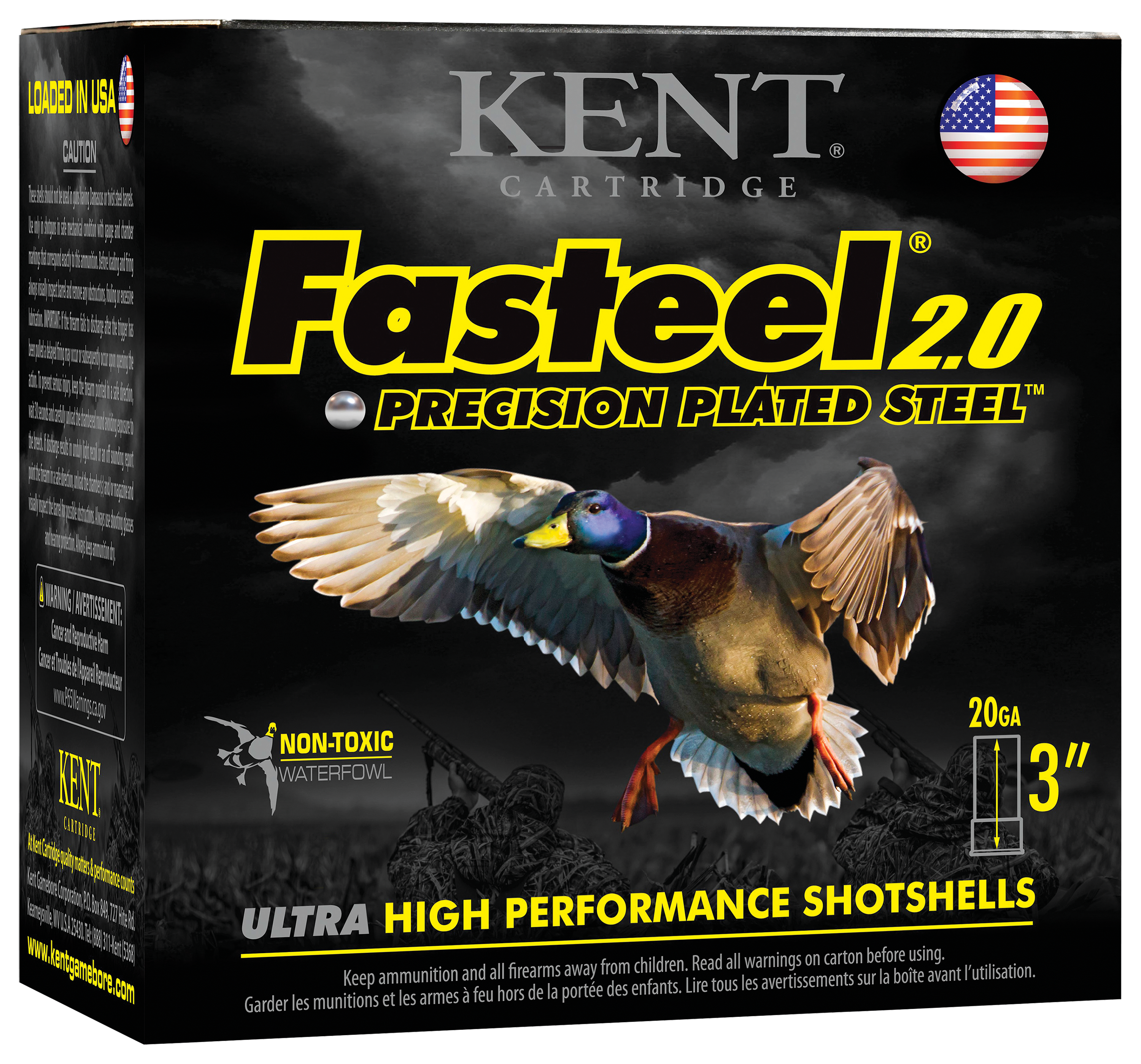 Kent Fasteel 2.0 Precision Plated Steel 20-Ga. 3″ 7/8 oz. Shotgun Shells - 2 Shot - 250 Rounds - Kent Cartridge