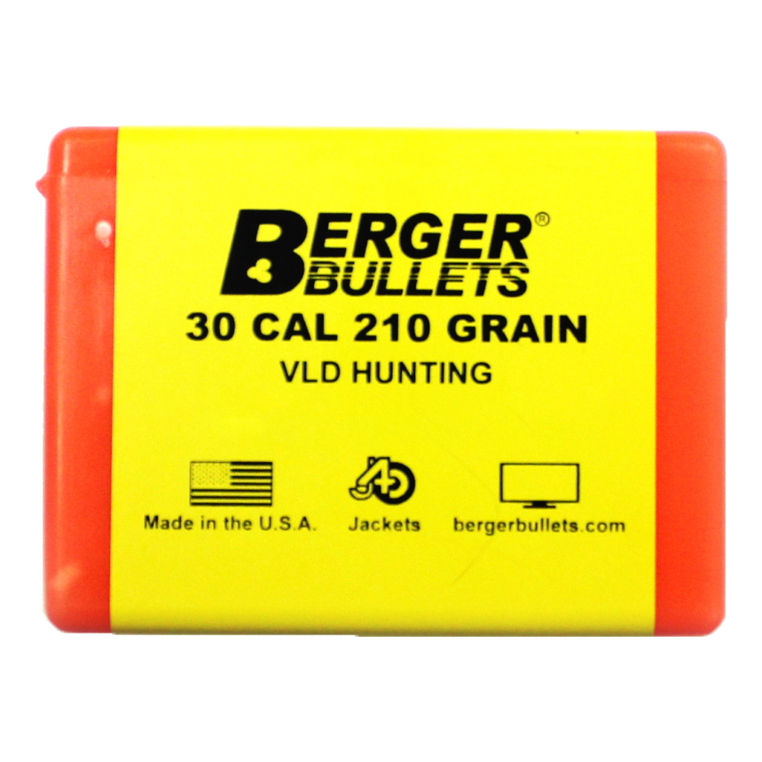 Berger VLD Hunting Boat Tail Bullets - .30 Caliber - 210 Grain
