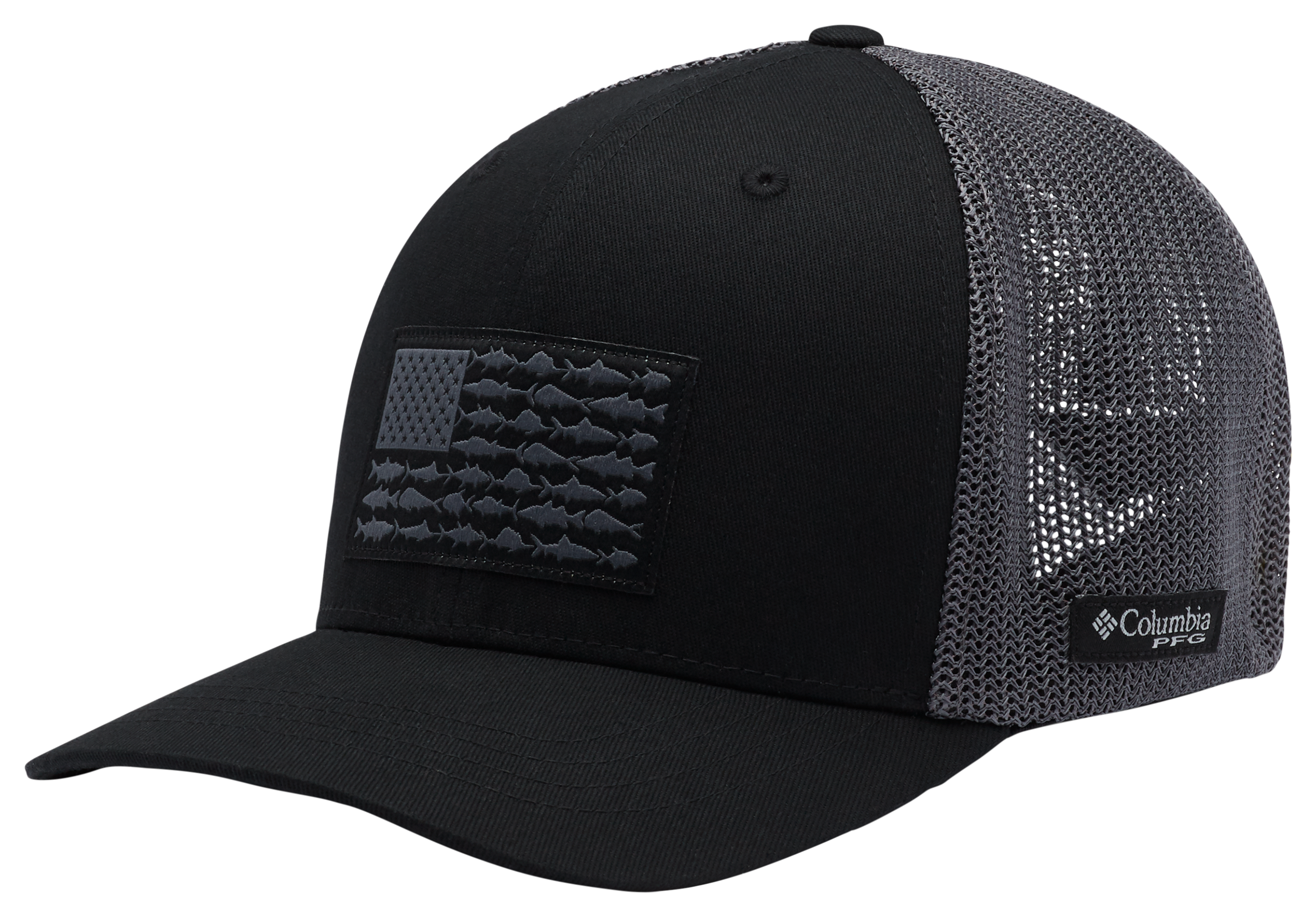 Columbia Junior Mesh Fish Flag Ball Cap for Kids - Black/Graphite/Fish