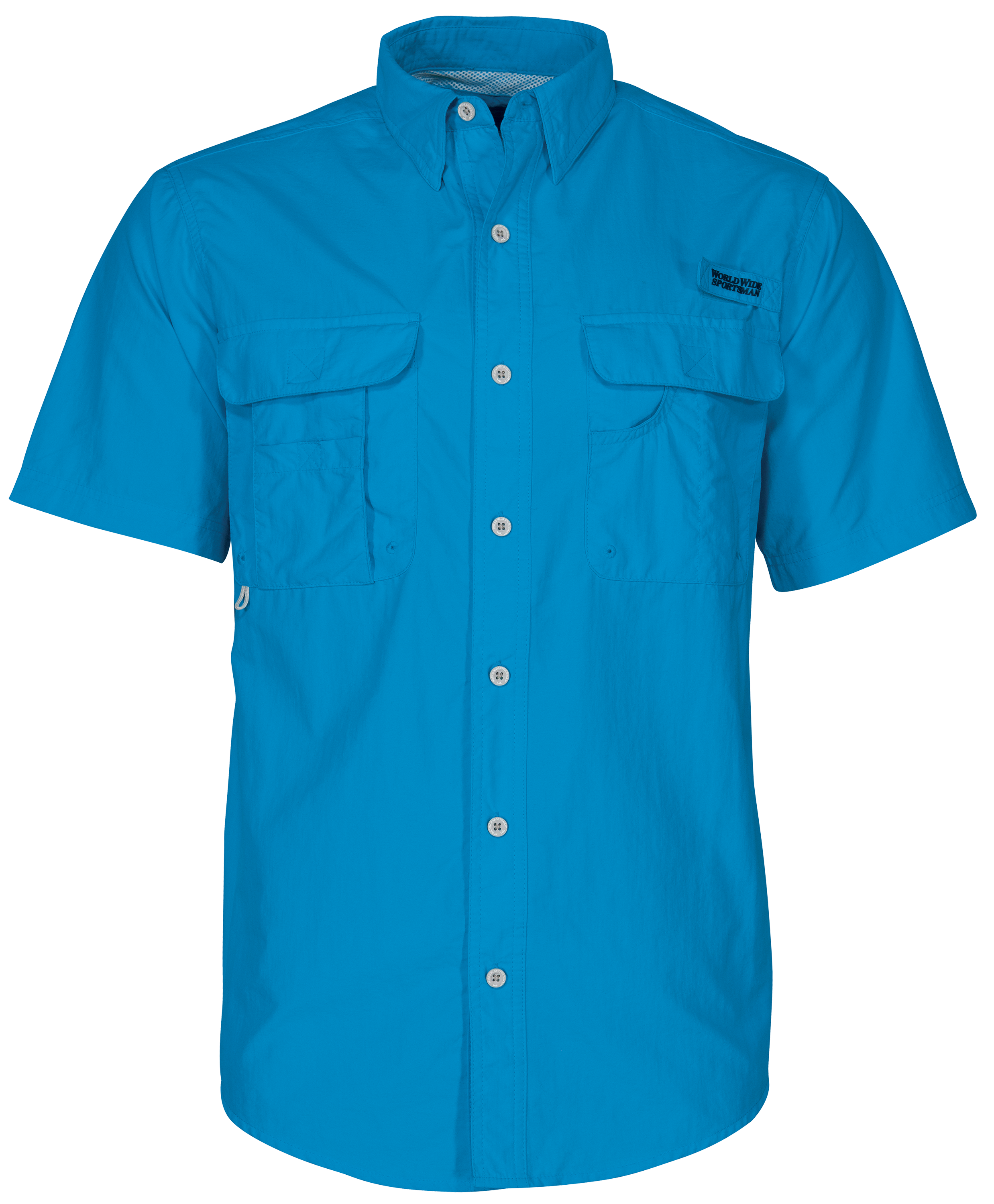 World Wide Sportsman Shirt Mens XL Button Down Vented Fishing Blue Short  Sleeve