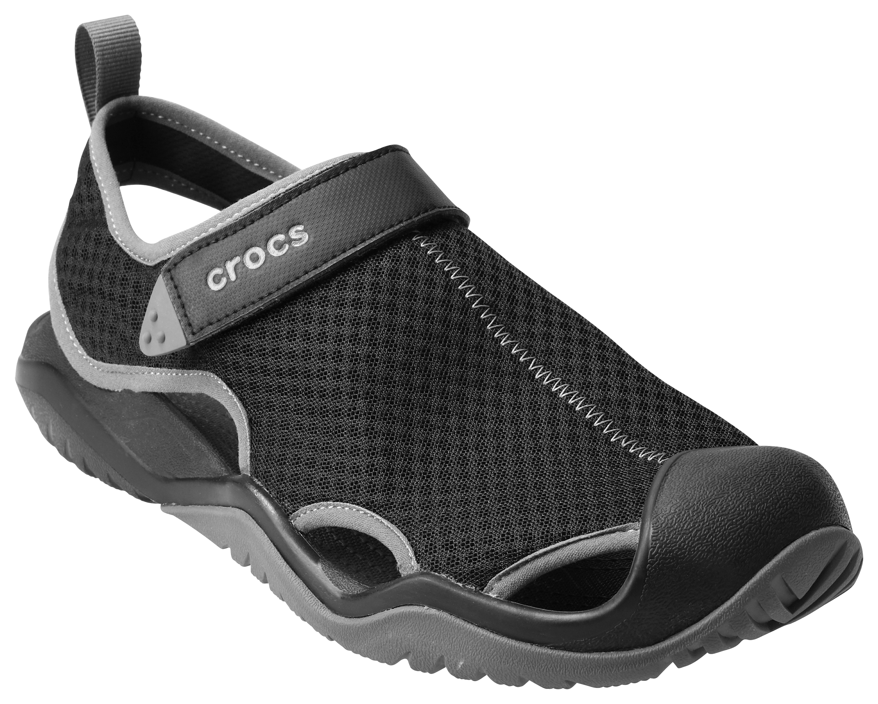 Crocs Swiftwater Mesh Deck Sandals for Men - Black - 8M