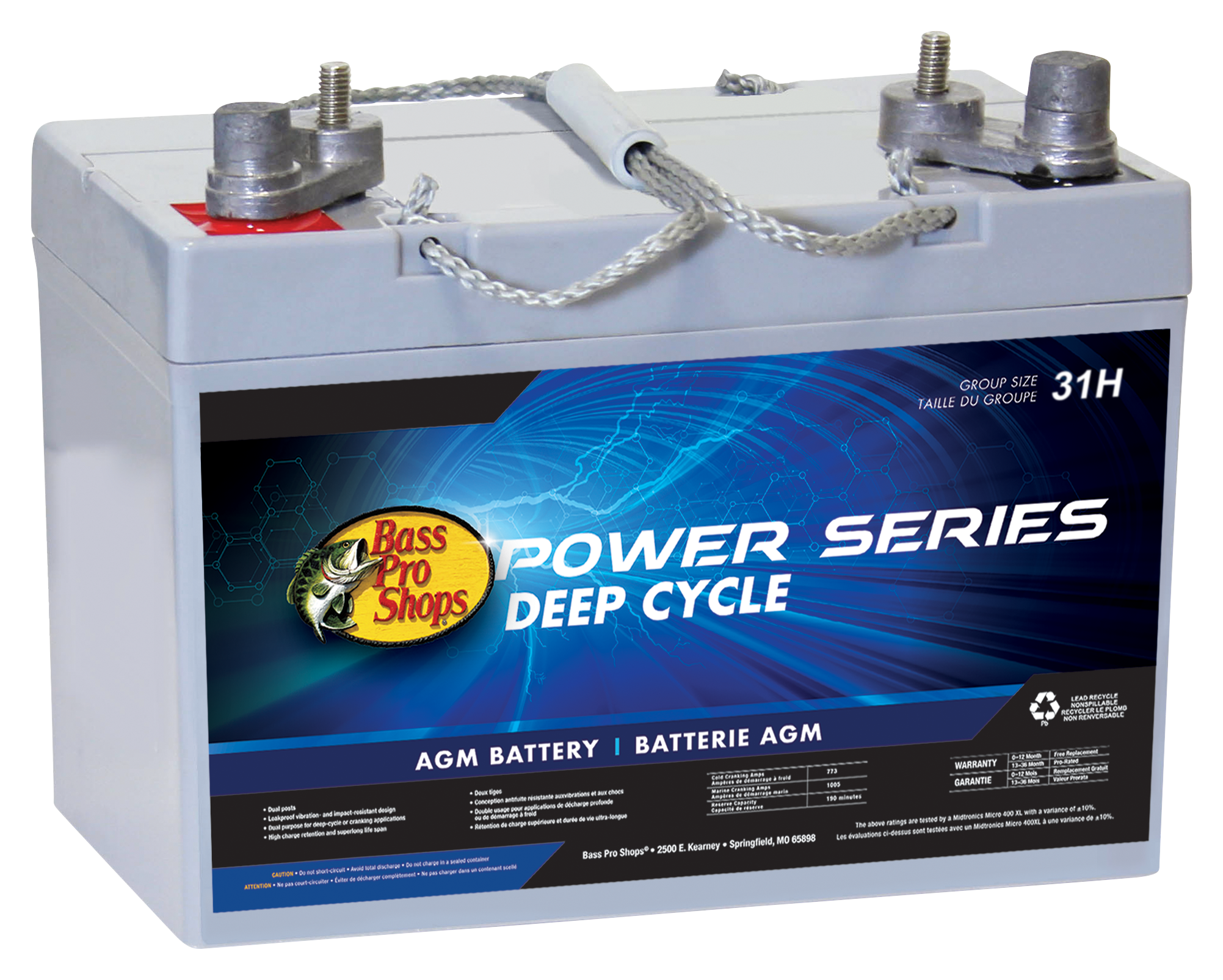 gaffel korrekt ventilation Bass Pro Shops Power Series Deep-Cycle AGM Marine Battery | Bass Pro Shops