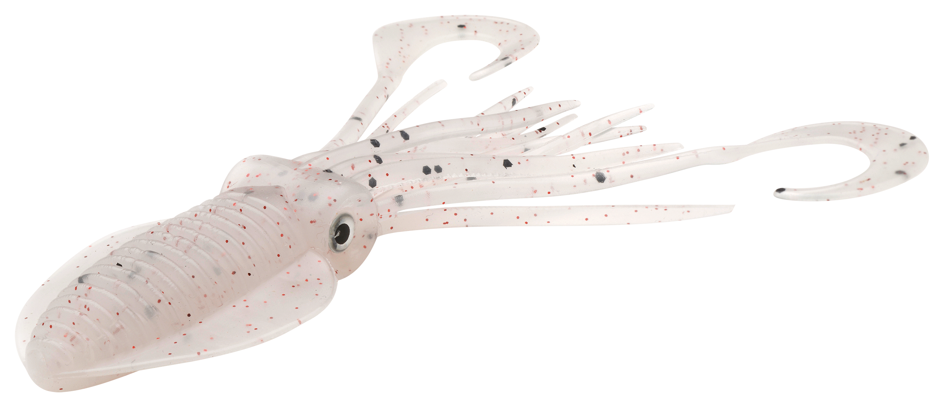 P-Line Twin Tail Squid - 4-1/2 - Milk White Black/Red Glitter