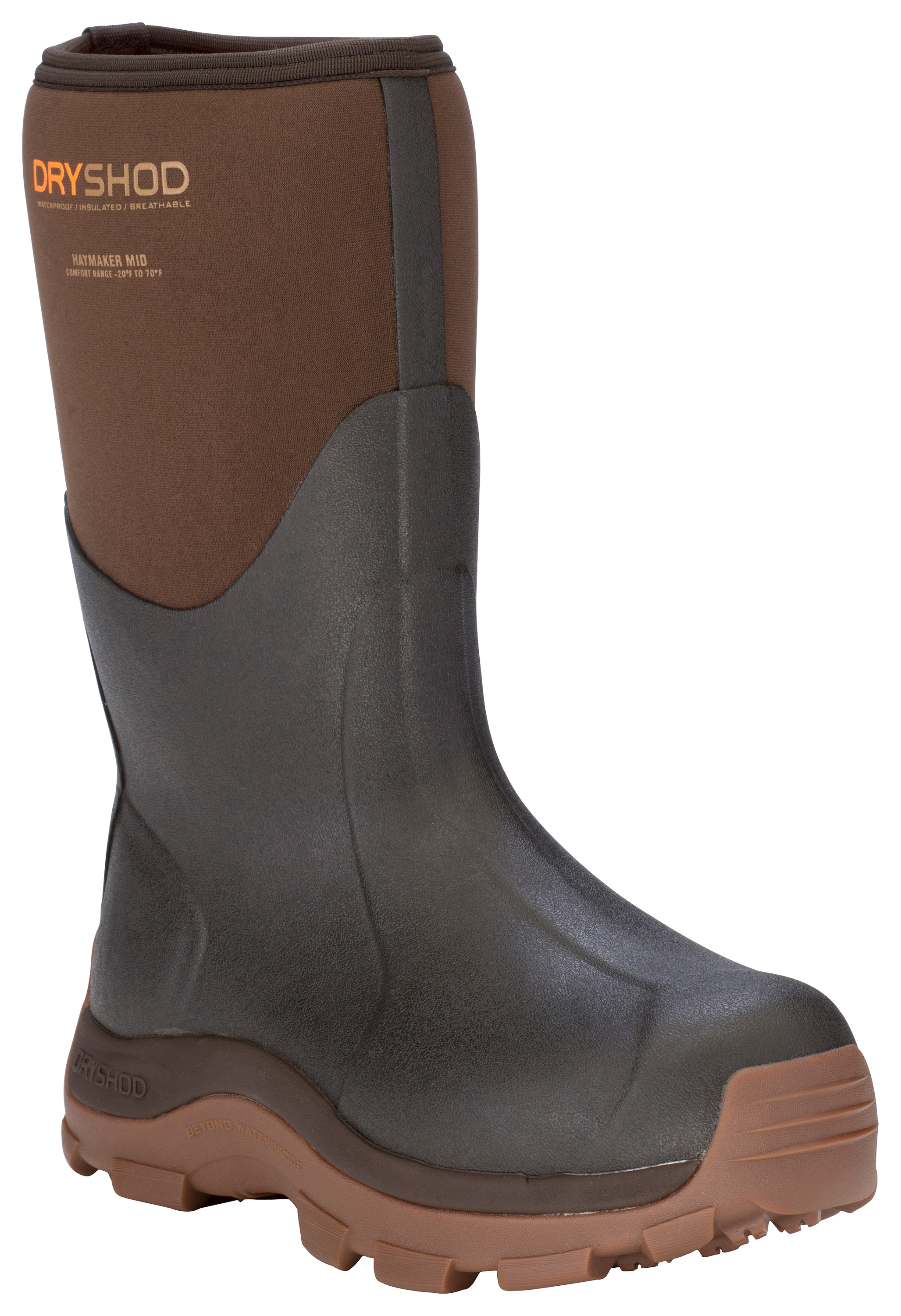 Image of Dryshod Haymaker Mid Rubber Boots for Men - Brown/Tan - 12M