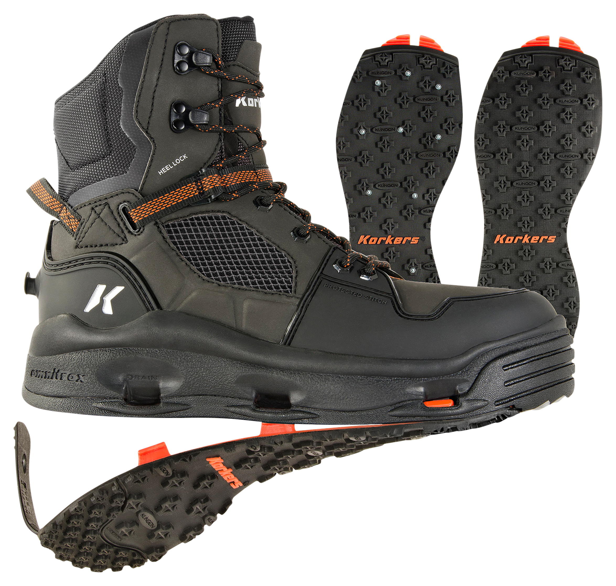 Image of Korkers Terror Ridge Kling-On/Studded Kling-On Wading Boots for Men - Brown Olive/Rust - 14M