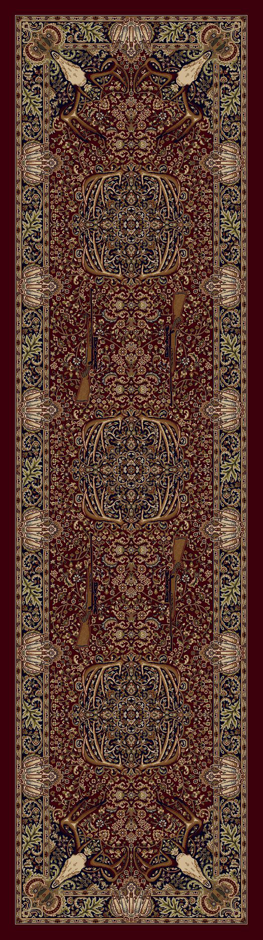 Image of American Dakota Trophy Room Area Rug - Burgundy - 2' x 8'