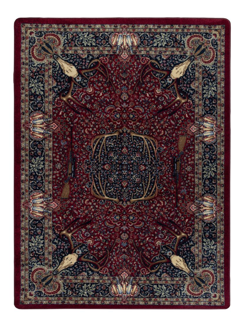 Image of American Dakota Trophy Room Area Rug - Burgundy - 5' x 8'