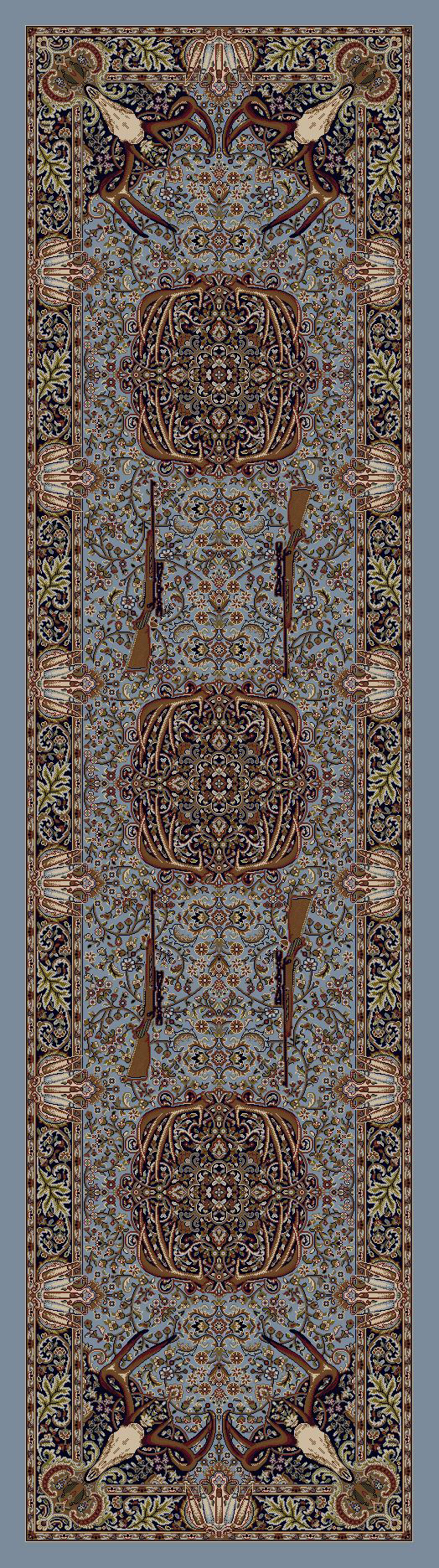 Image of American Dakota Trophy Room Area Rug - Blue - 2' x 8'