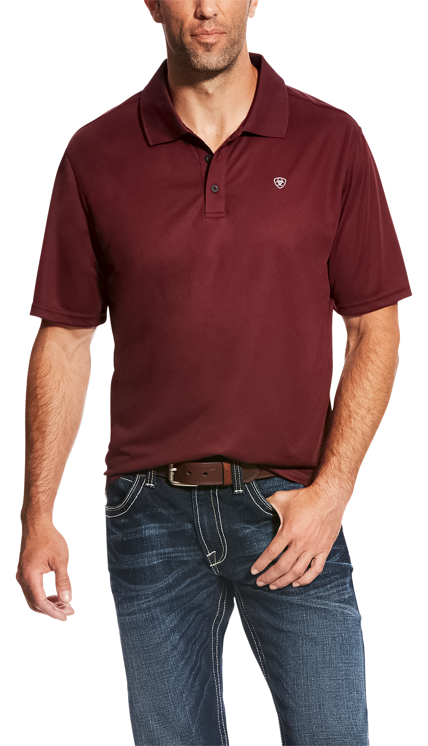 Image of Ariat Tek Short-Sleeve Polo for Men - Maroon
