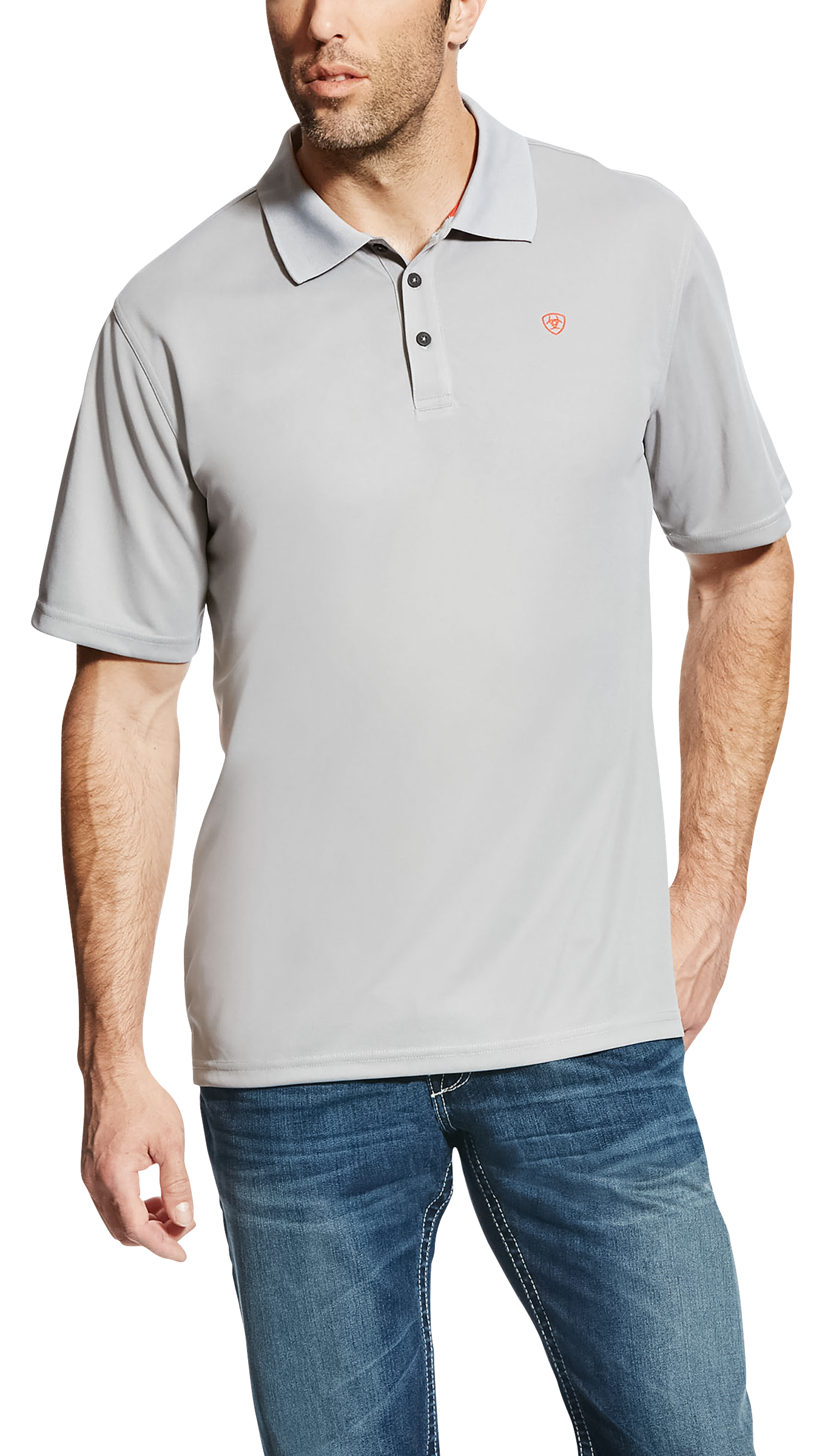 Image of Ariat Tek Short-Sleeve Polo for Men - Silver Lining Heather