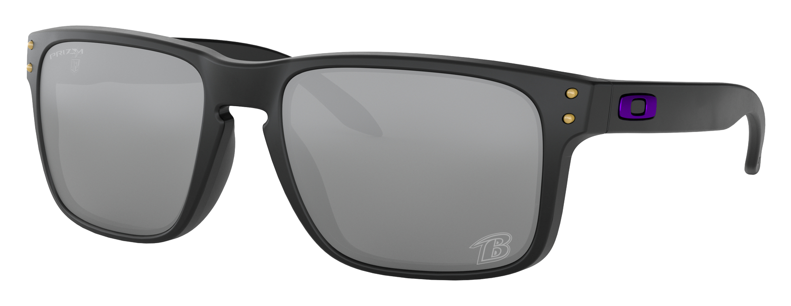 Image of Oakley NFL Holbrook OO9102 Prizm Grey Sunglasses - Baltimore Ravens/Matte Black/Prizm Black - X-Large