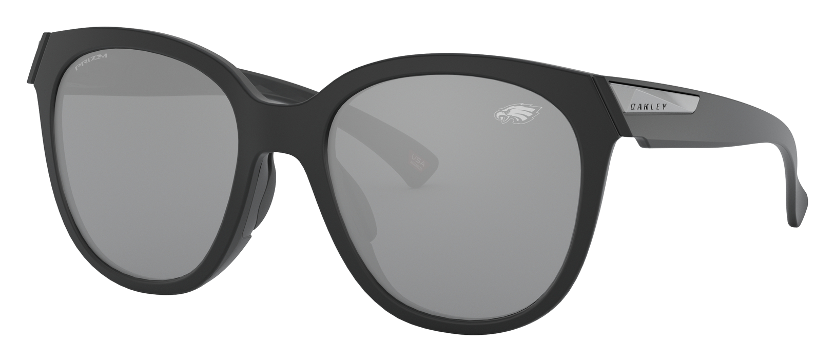 Image of Oakley NFL Low Key OO9433 Prizm Grey Sunglasses for Ladies - Philadelphia Eagles/Matte Black/Prizm Black