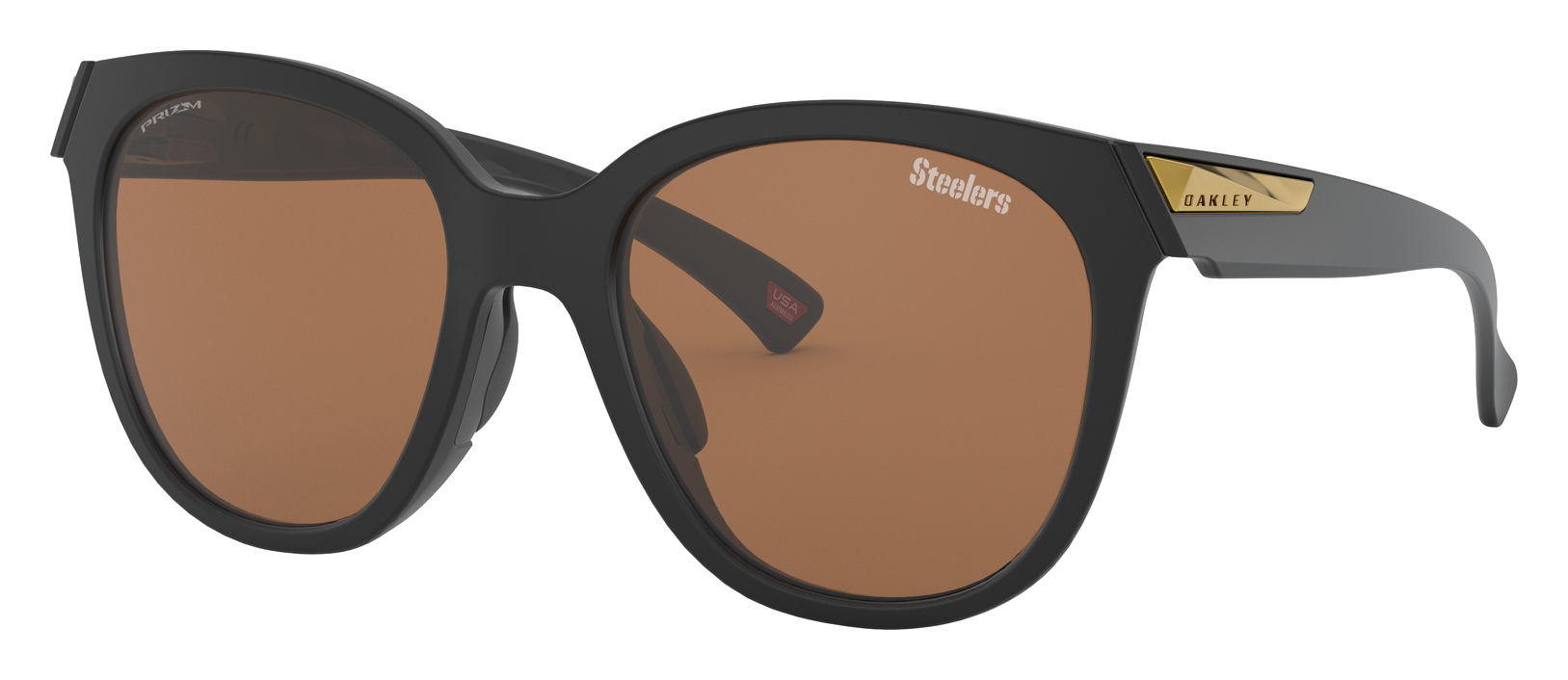 Image of Oakley NFL Low Key OO9433 Prizm Bronze Sunglasses for Ladies - Pittsburgh Steelers/Matte Black/Prizm Tungsten - Standard