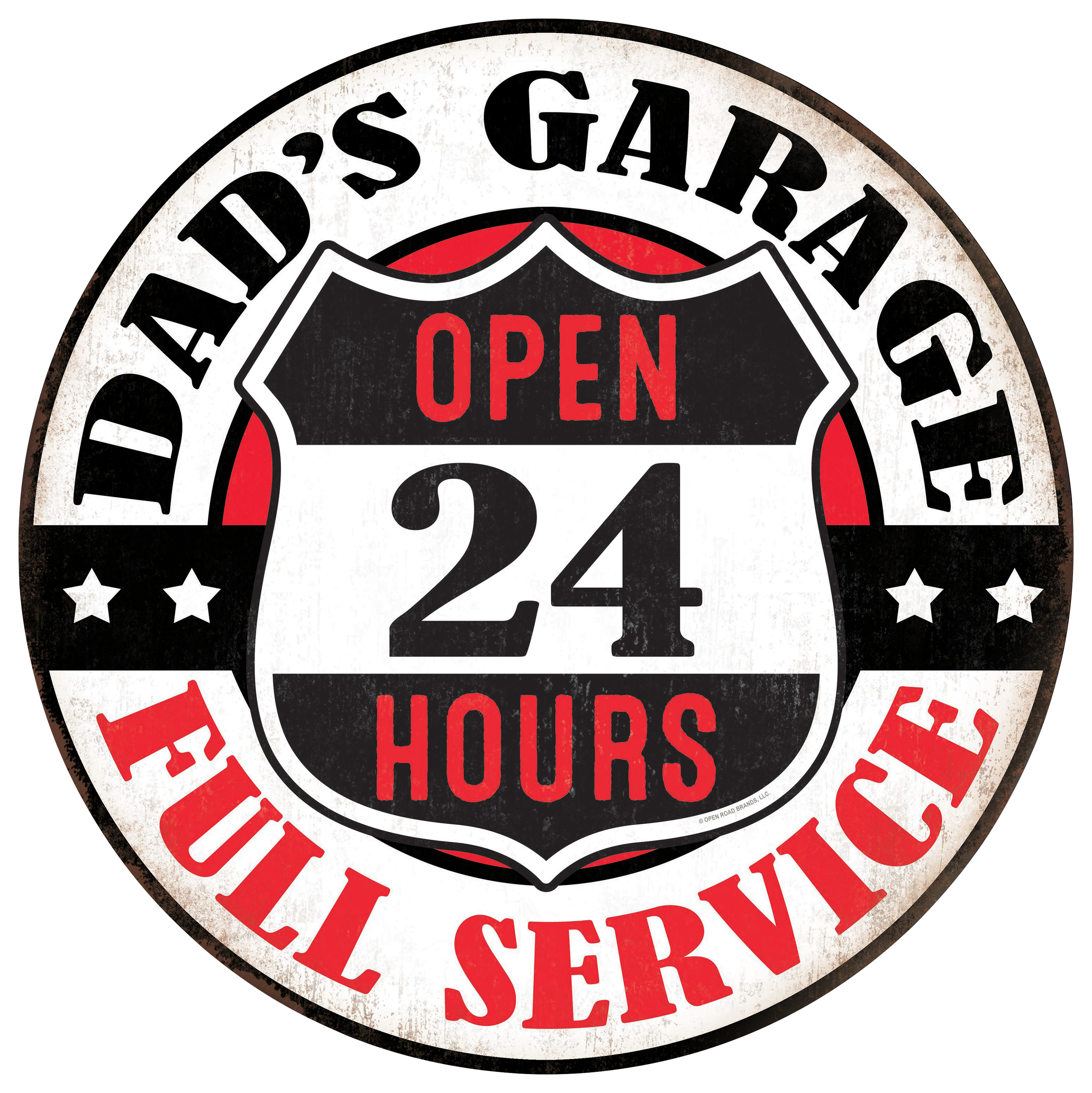 Open Road Brands Dad's Garage Round Metal Sign