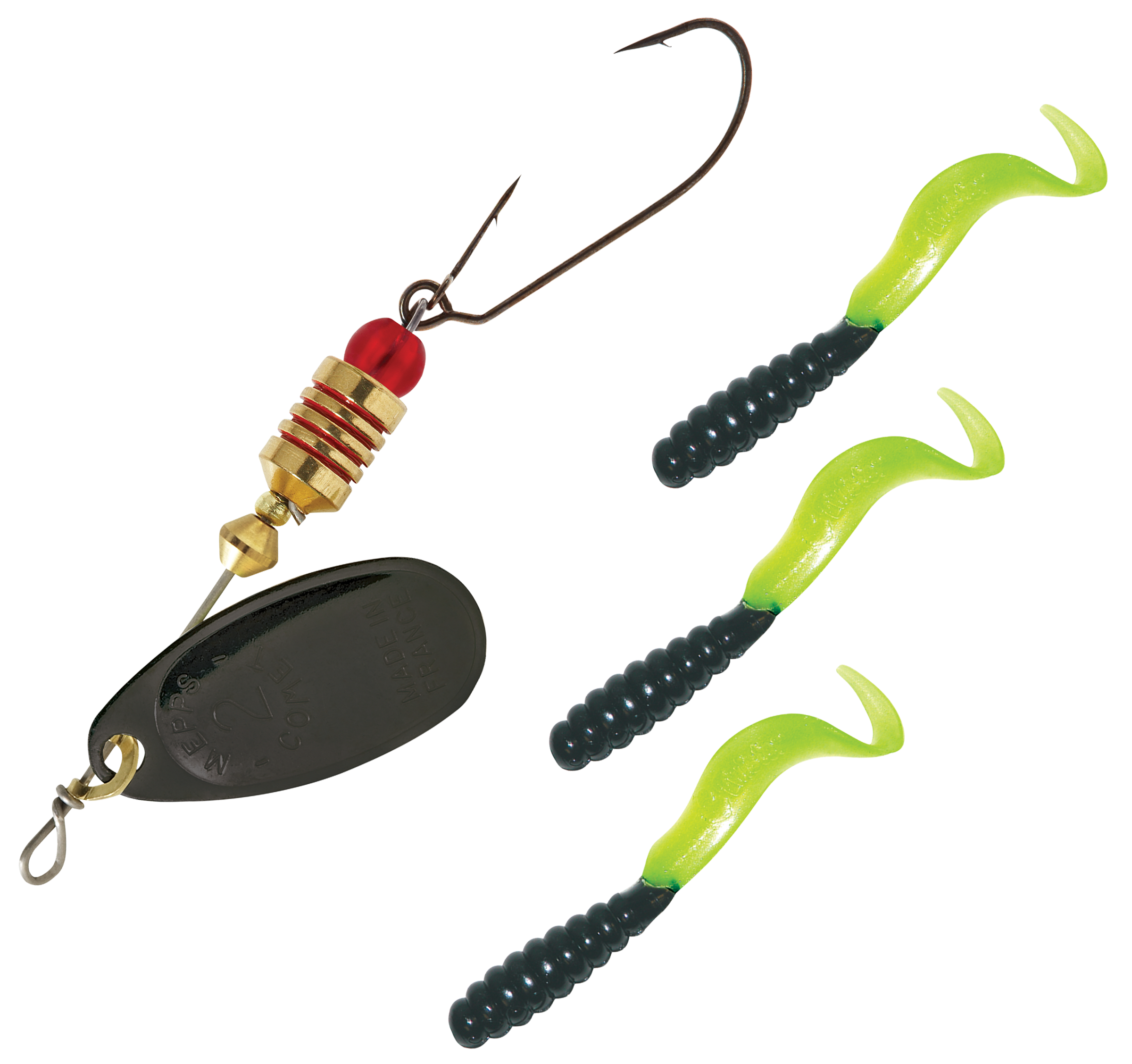 Mepps Comet In-Line Spinner, #2, 1/6 Oz, Chartreuse/ Blk Dot - THE