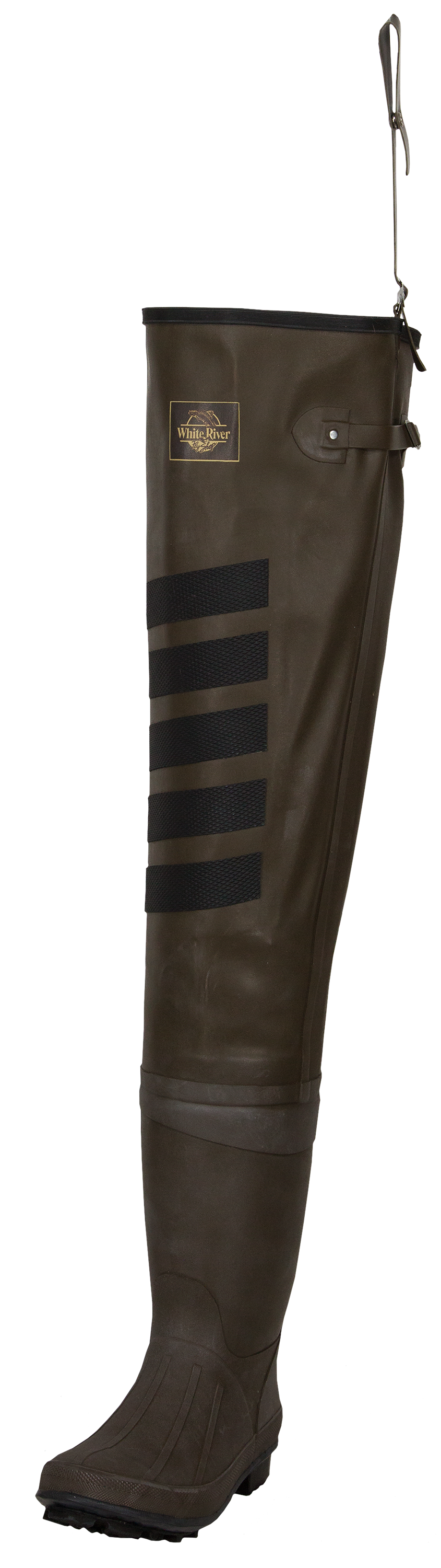 Duck and Fish Brown Fishing Wader Hip Boots with Cleated Outsole
