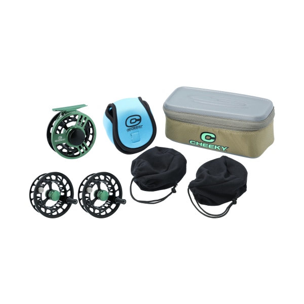 Cheeky Launch Triple Play Fly Reel Package - Green Black