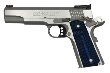 Image of Colt Gold Cup Lite Semi-Auto Pistol - .38 Super - Brushed Stainless Steel - G10 Checkered Blue