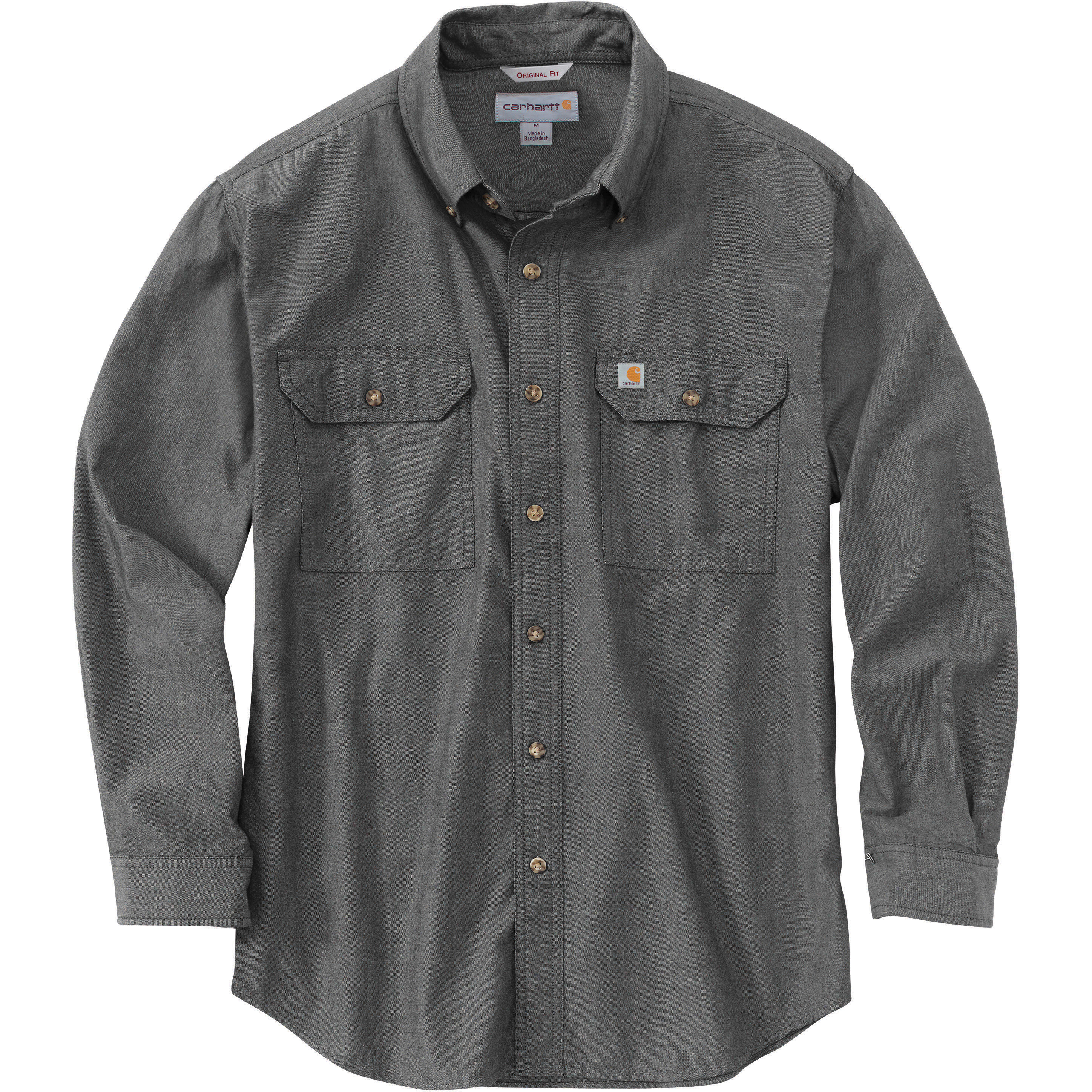 Image of Carhartt Loose Fit Midweight Chambray Long-Sleeve Shirt for Men - Black Chambray