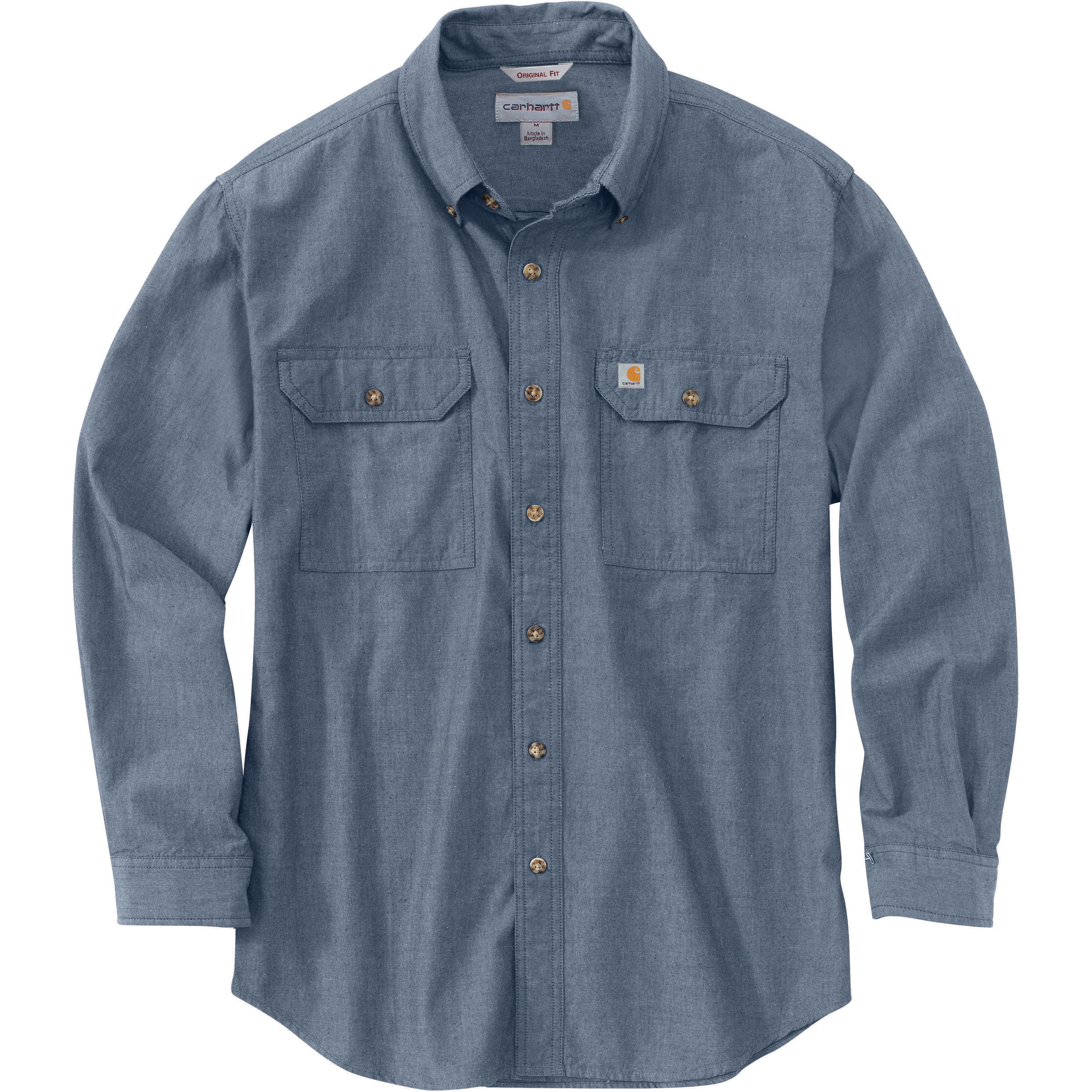 Image of Carhartt Loose Fit Midweight Chambray Long-Sleeve Shirt for Men - Denim Blue Chambray - XL