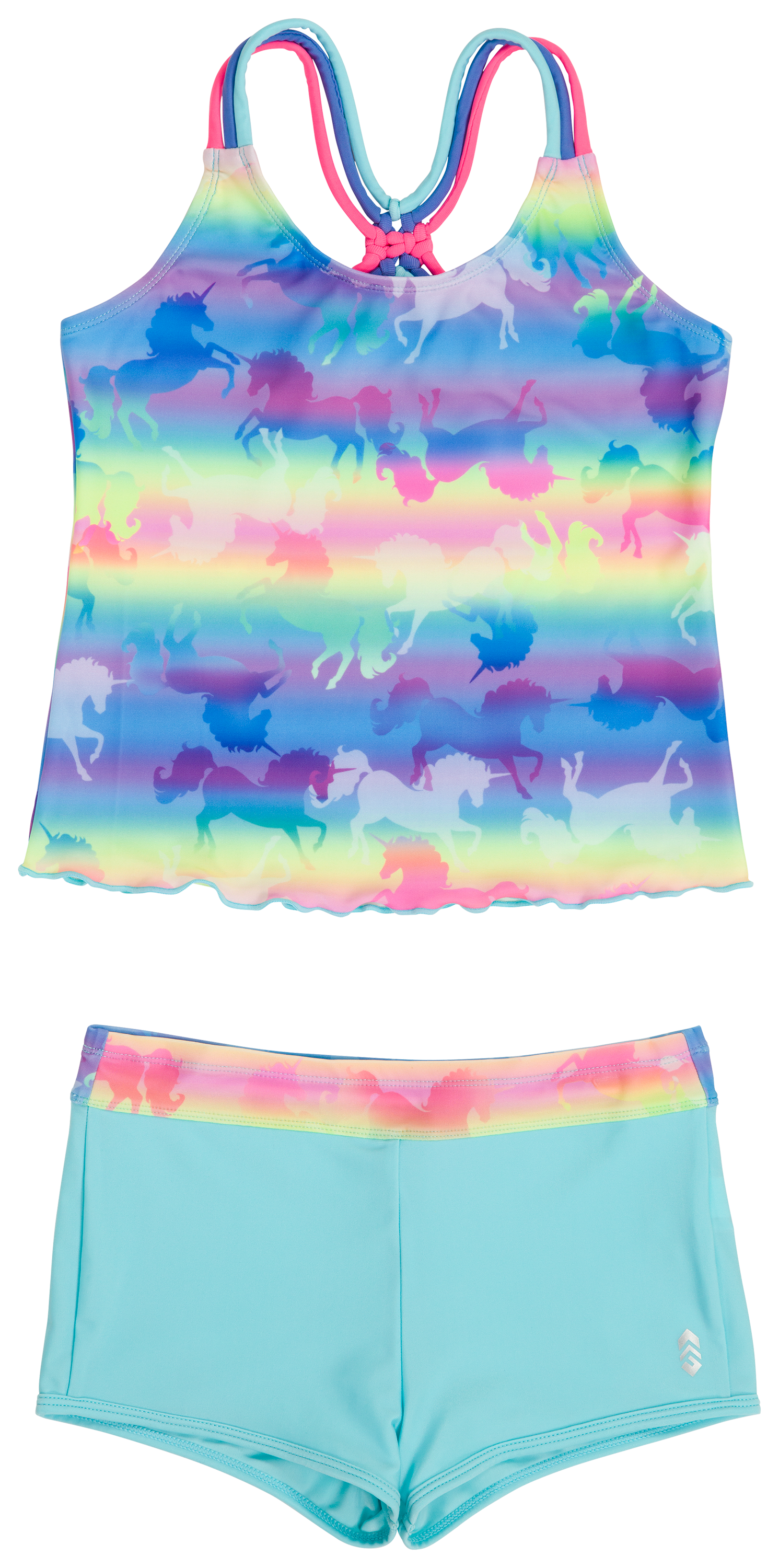Free Country Knotted Tankini and Shorts Set for Girls - Multi - 16