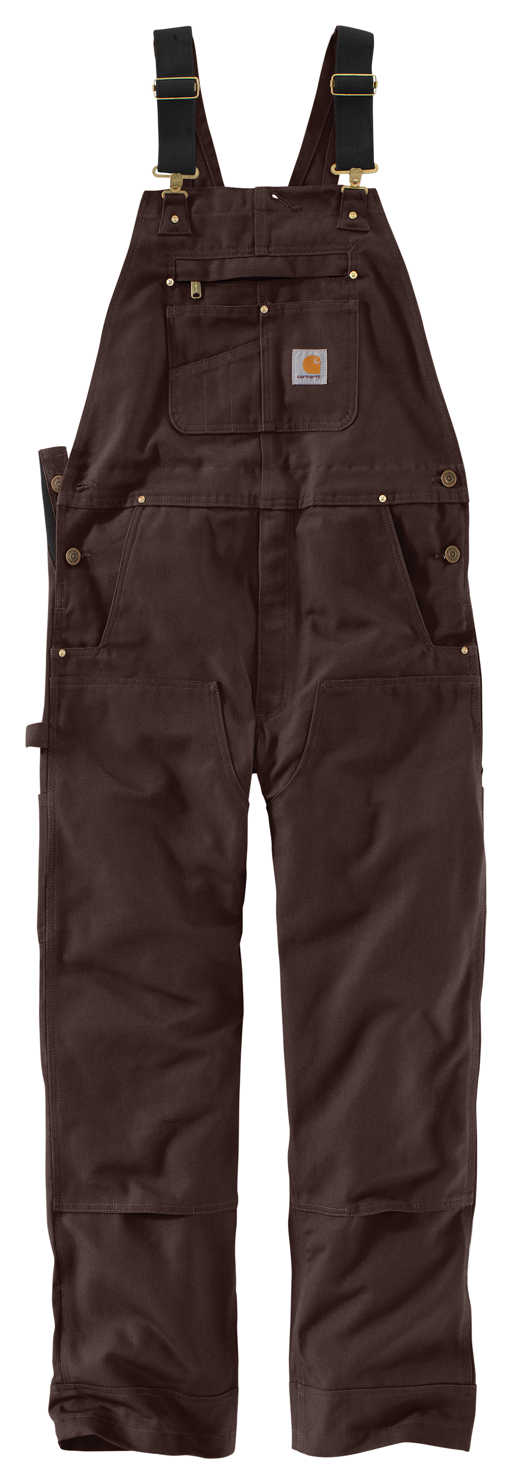 Image of Carhartt Heavyweight Cotton Duck Bib Overalls for Men - Dark Brown - 38x36
