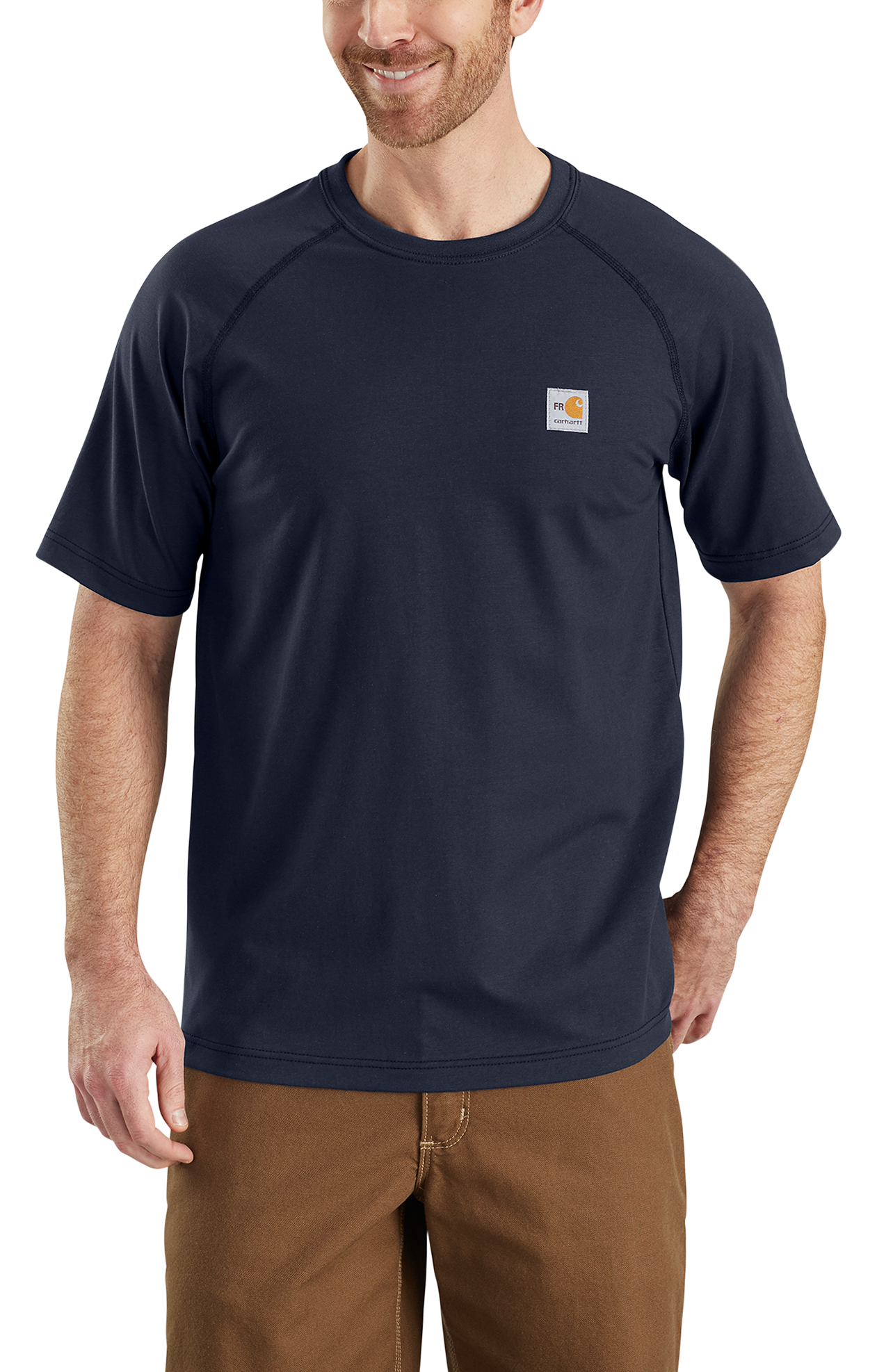 Image of Carhartt Flame-Resistant Force Cotton Short-Sleeve T-Shirt for Men - Dark Navy