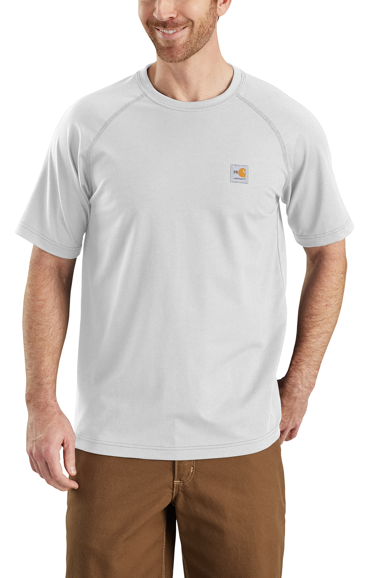 Image of Carhartt Flame-Resistant Force Cotton Short-Sleeve T-Shirt for Men - Light Gray - LT