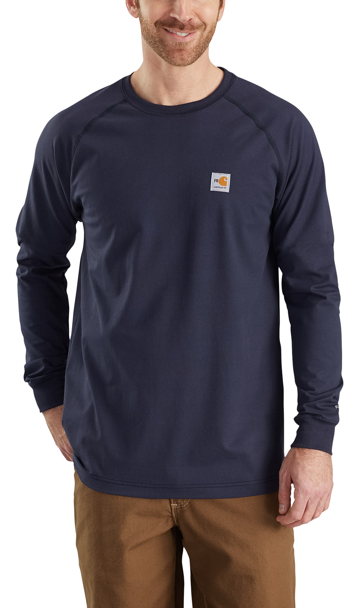 Image of Carhartt Flame-Resistant Force Cotton Long-Sleeve T-Shirt for Men - Dark Navy