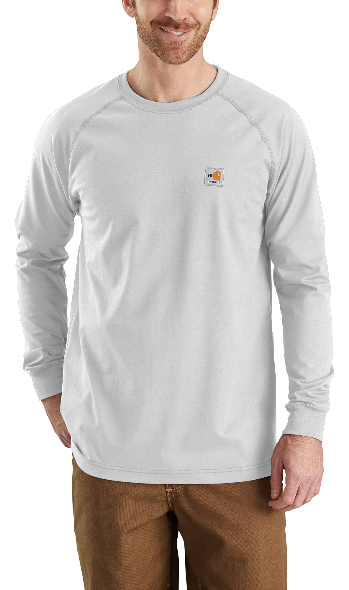 Image of Carhartt Flame-Resistant Force Cotton Long-Sleeve T-Shirt for Men - Light Gray - 2XL