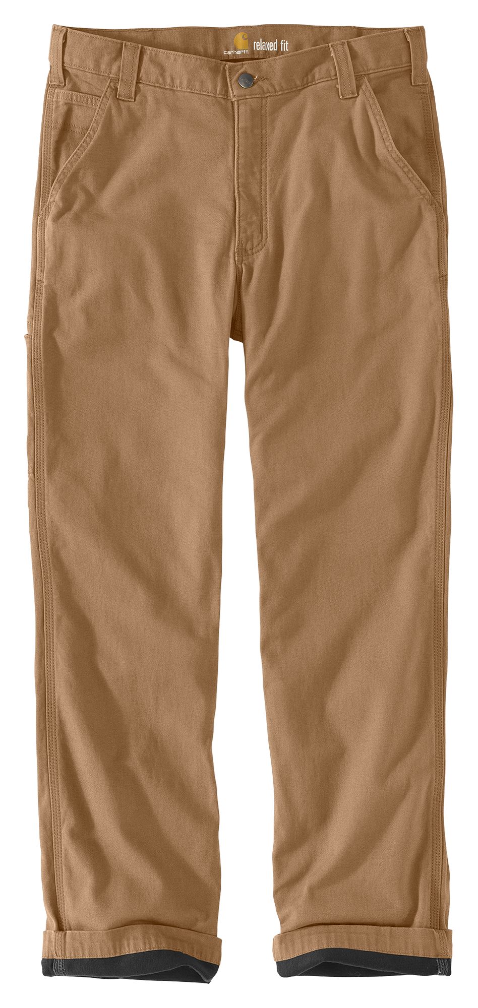 Carhartt Rugged Flex Rigby Knit Flannel-Lined Dungarees for Men - Dark Khaki - 46x32