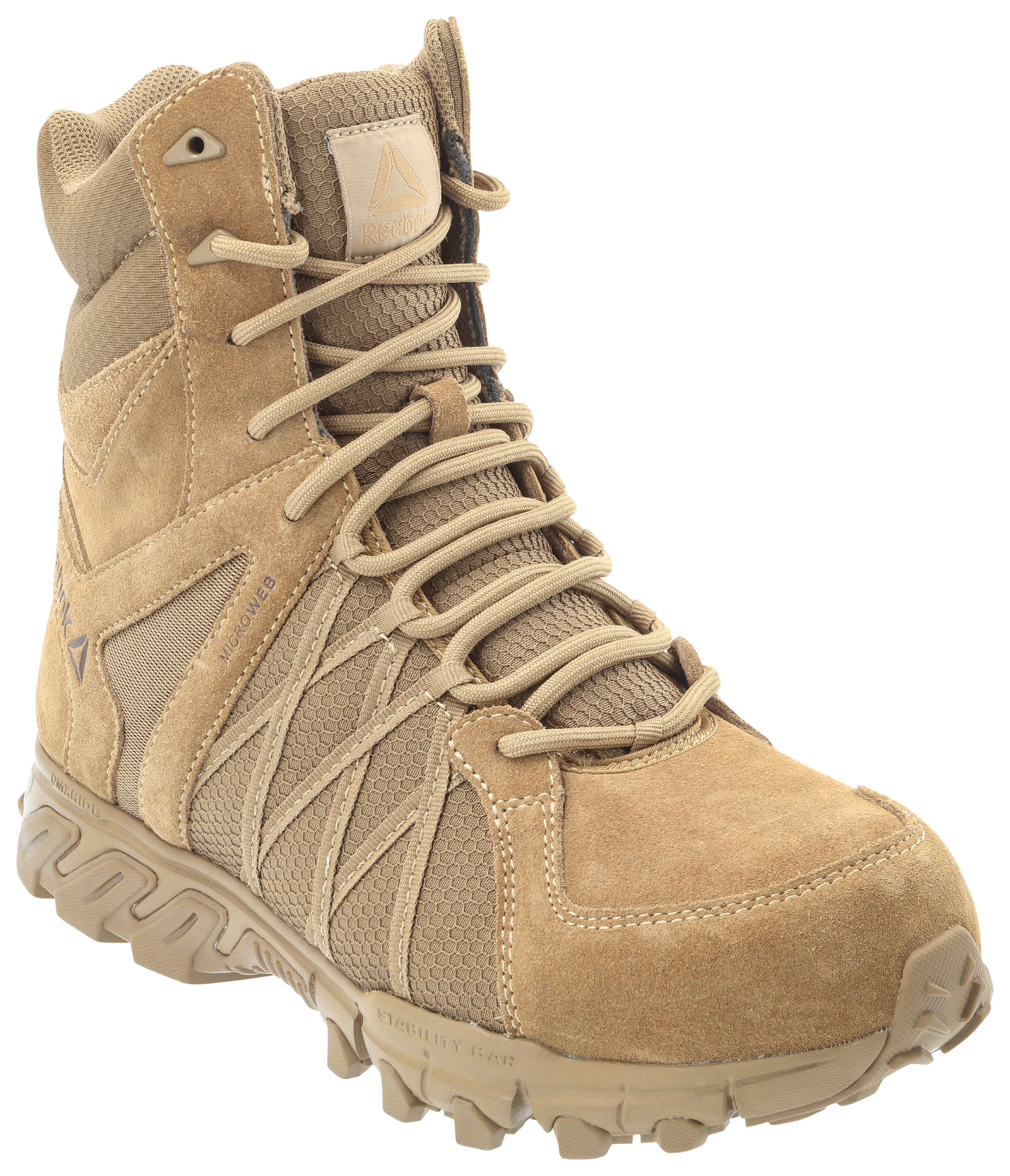 Reebok Trailgrip Tactical Composite Toe Side Zip Work Boots for Men - Coyote Brown - 9.5M