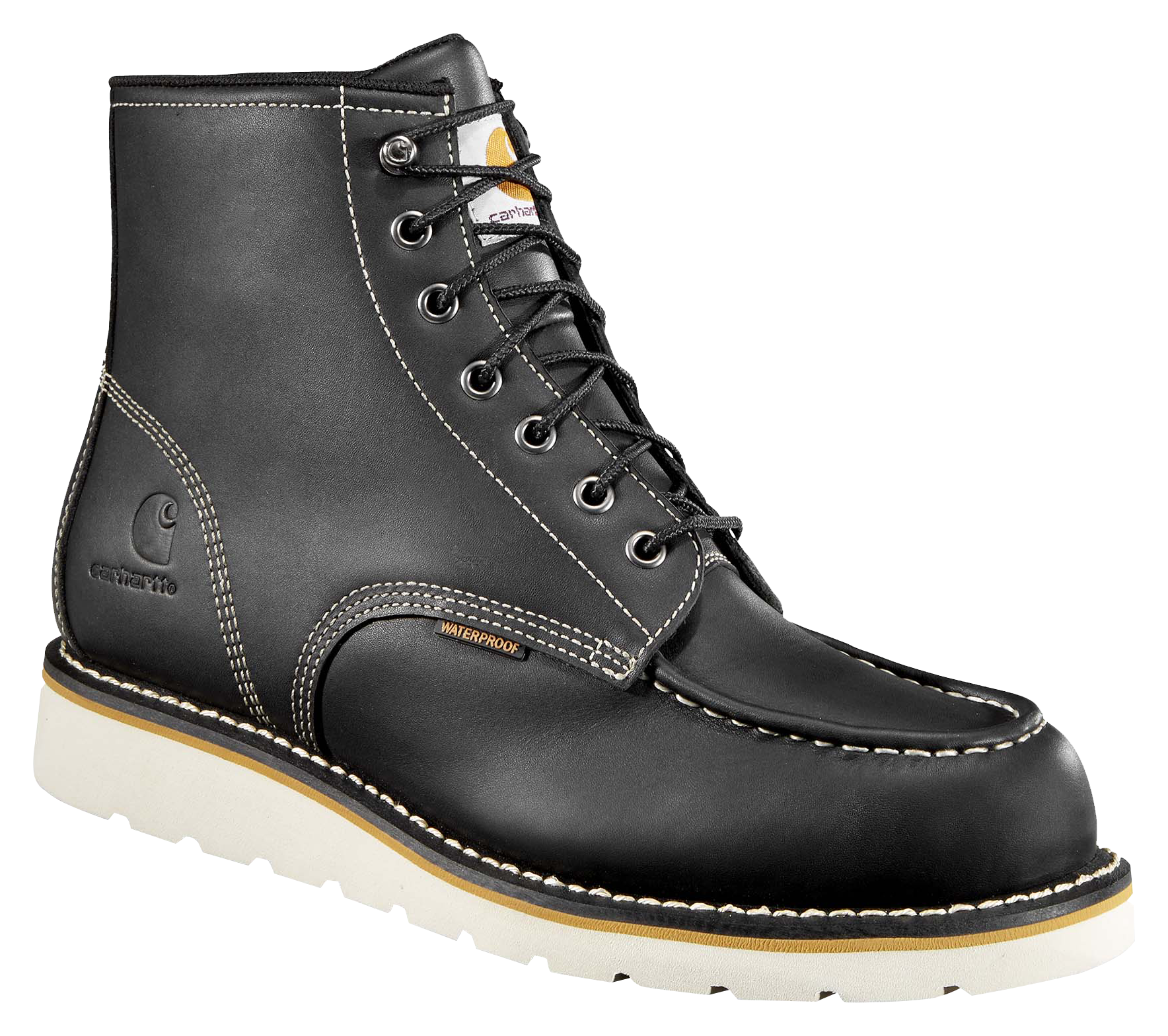 Image of Carhartt Waterproof Wedge Work Boots for Men - Black - 9W