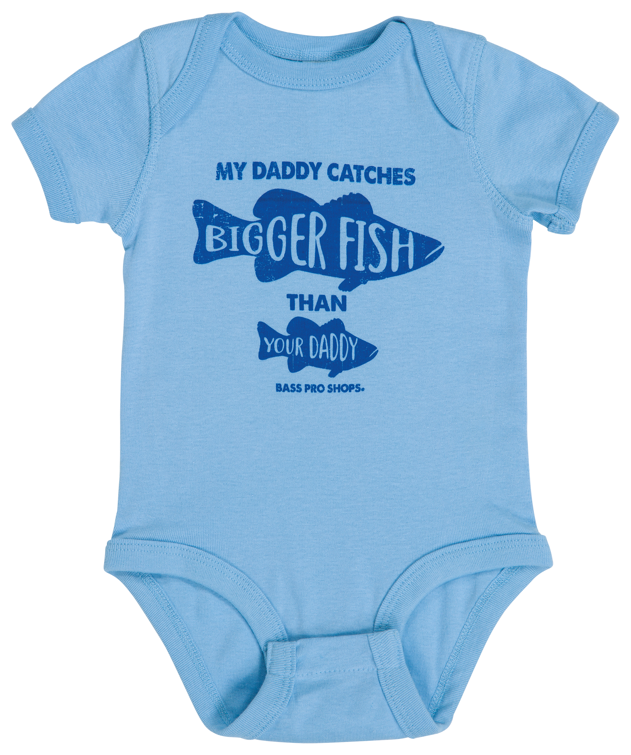 Bass Pro Shops Bigger Fish Short-Sleeve Bodysuit for Babies - Light Blue - 6 Months