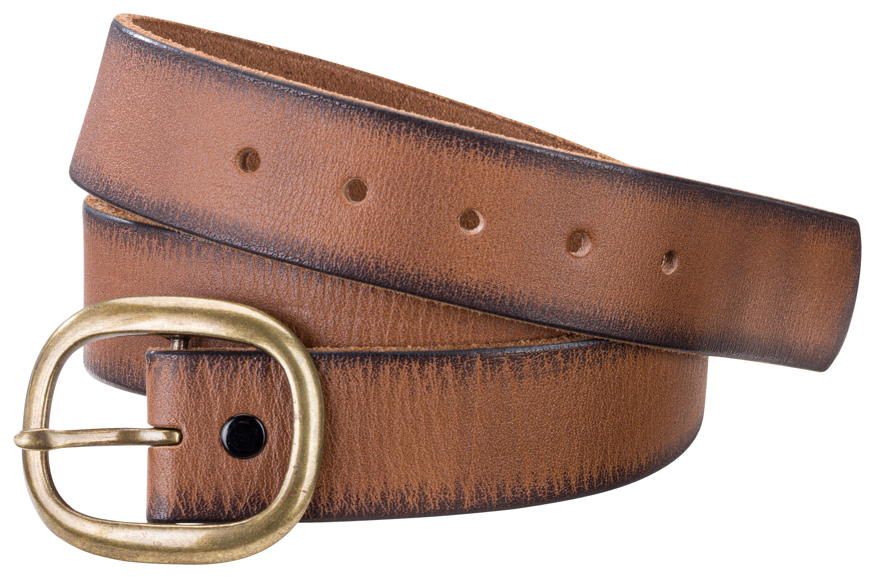 Natural Reflections Oval Buckle Leather Belt for Ladies - Tan - XXL