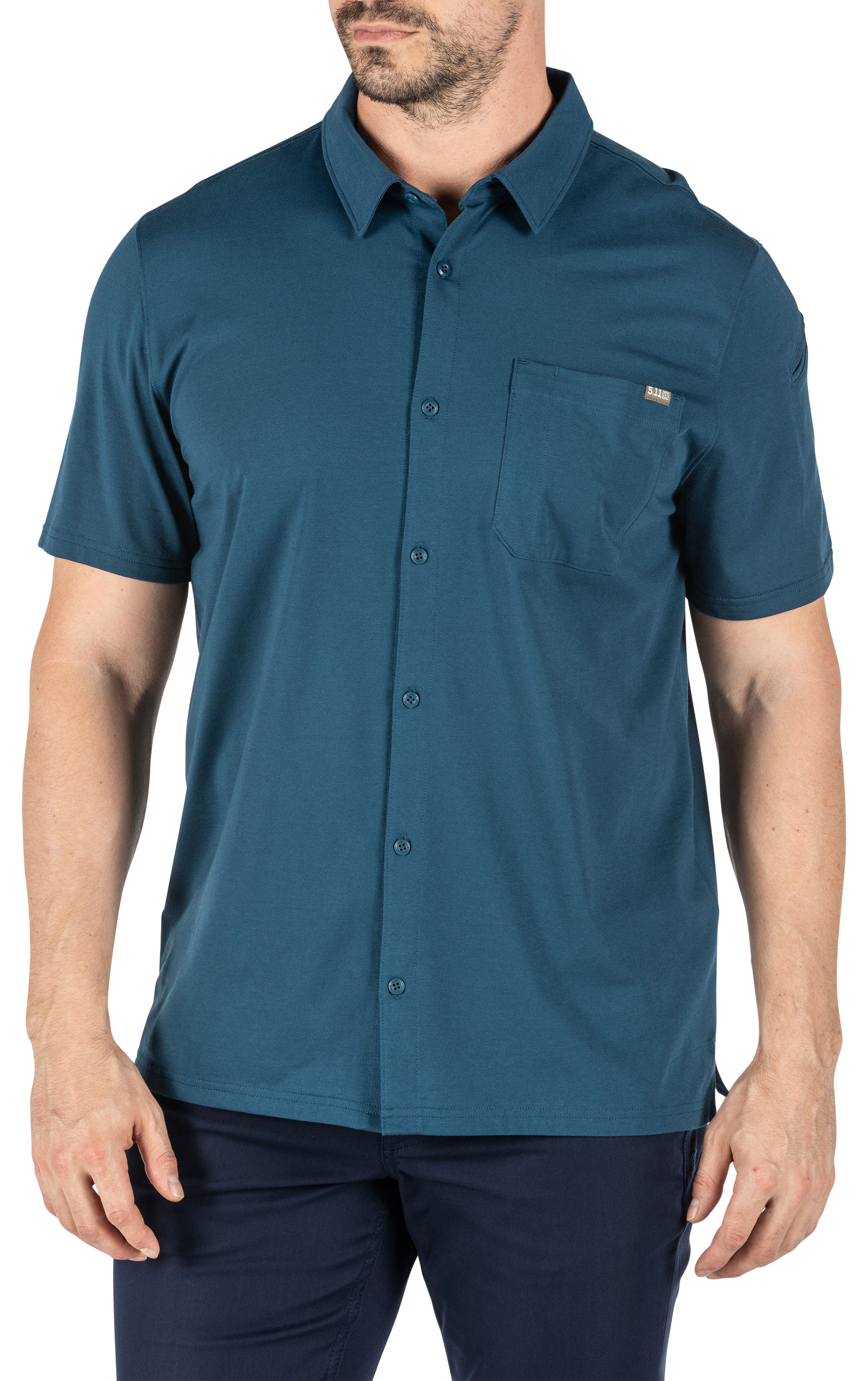Image of 5.11 Tactical Venture Button-Down Tactical Short-Sleeve Shirt for Men - Blueblood